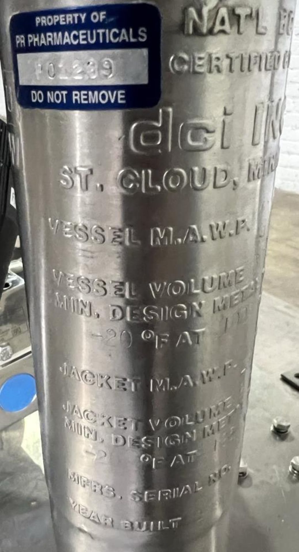 Used- DCI 60 Gallon Reactor, 316L Stainless Steel, Vertical. Approximate 20" diameter x 38.875" stra - Image 23 of 25