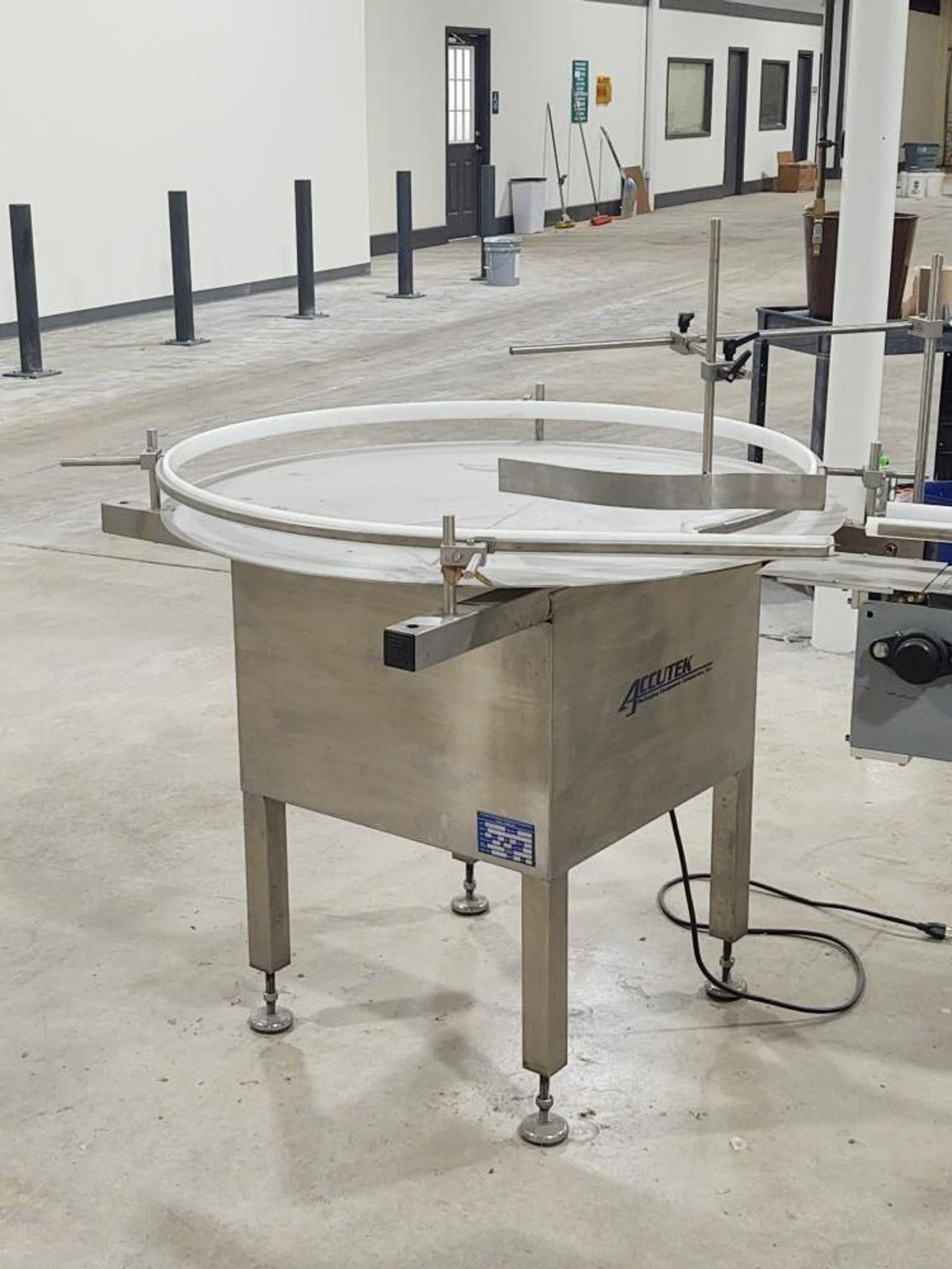 Used- Accutek Stainless Steel Rotary Turntable, approximate diameter: 36." 1/60/110V.