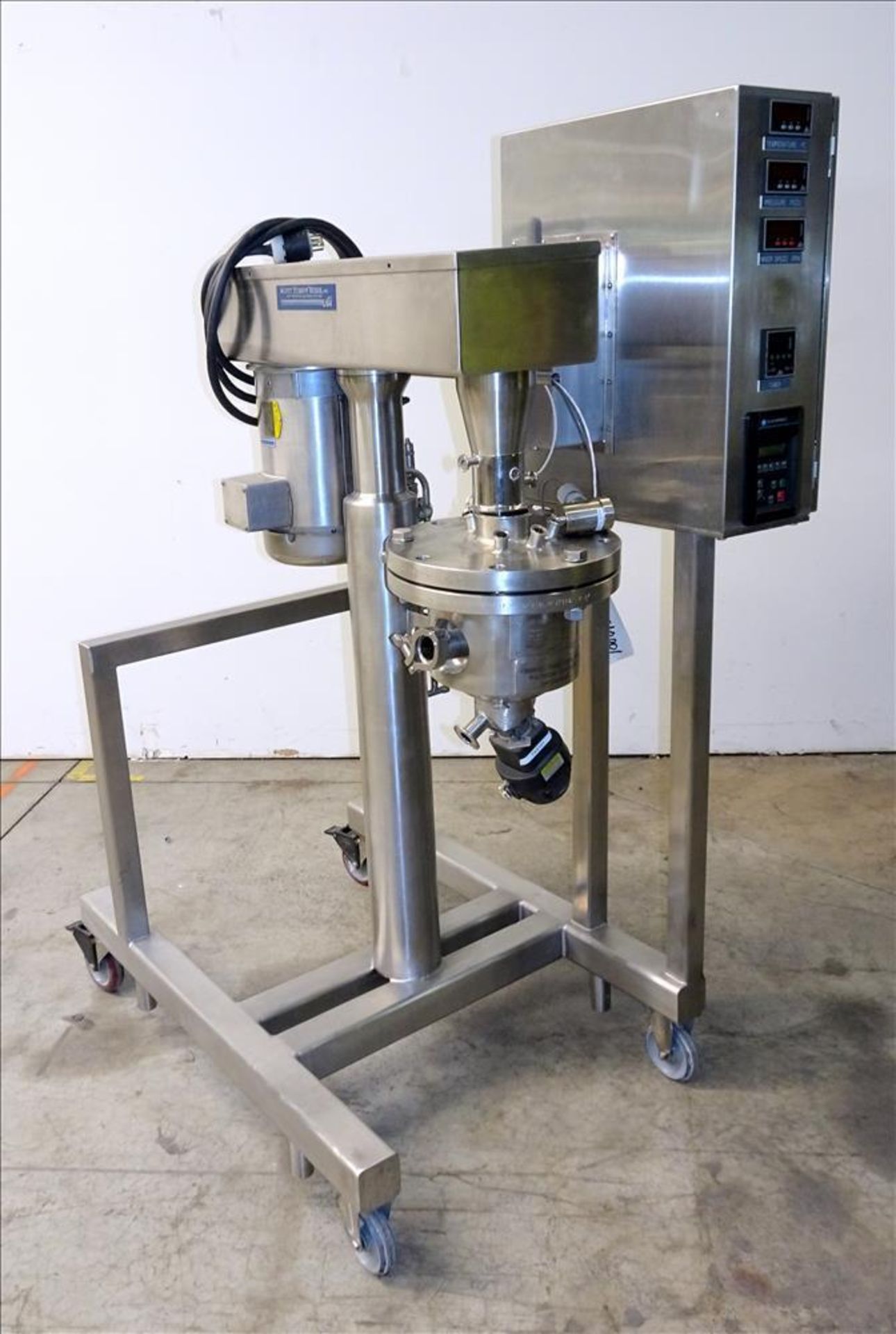 Used- Scott Turbon Mixer, Model 1XEV-1, Stainless Steel. Approximate 9-3/4" long mixing shaft. Drive