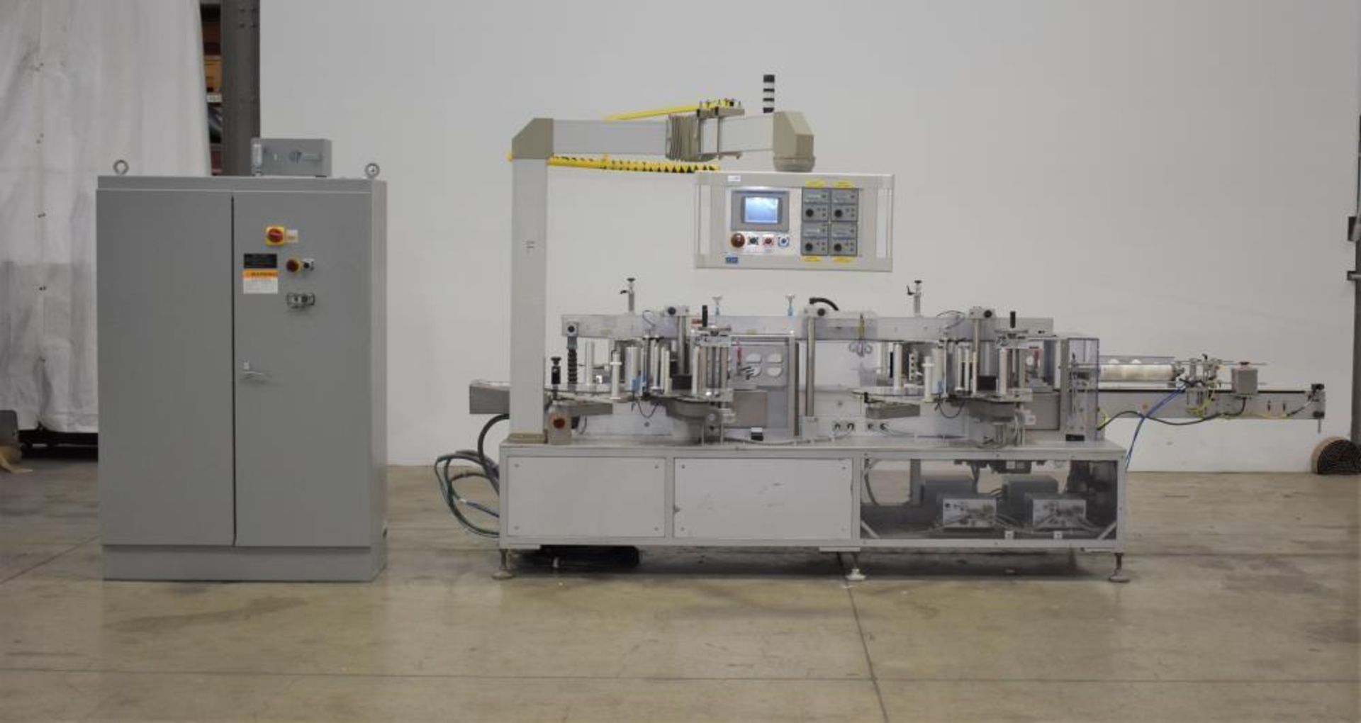 Used- PagoMat System 200/157 Font and back Pressure Sensitive Labeler with redundant heads. Approxim