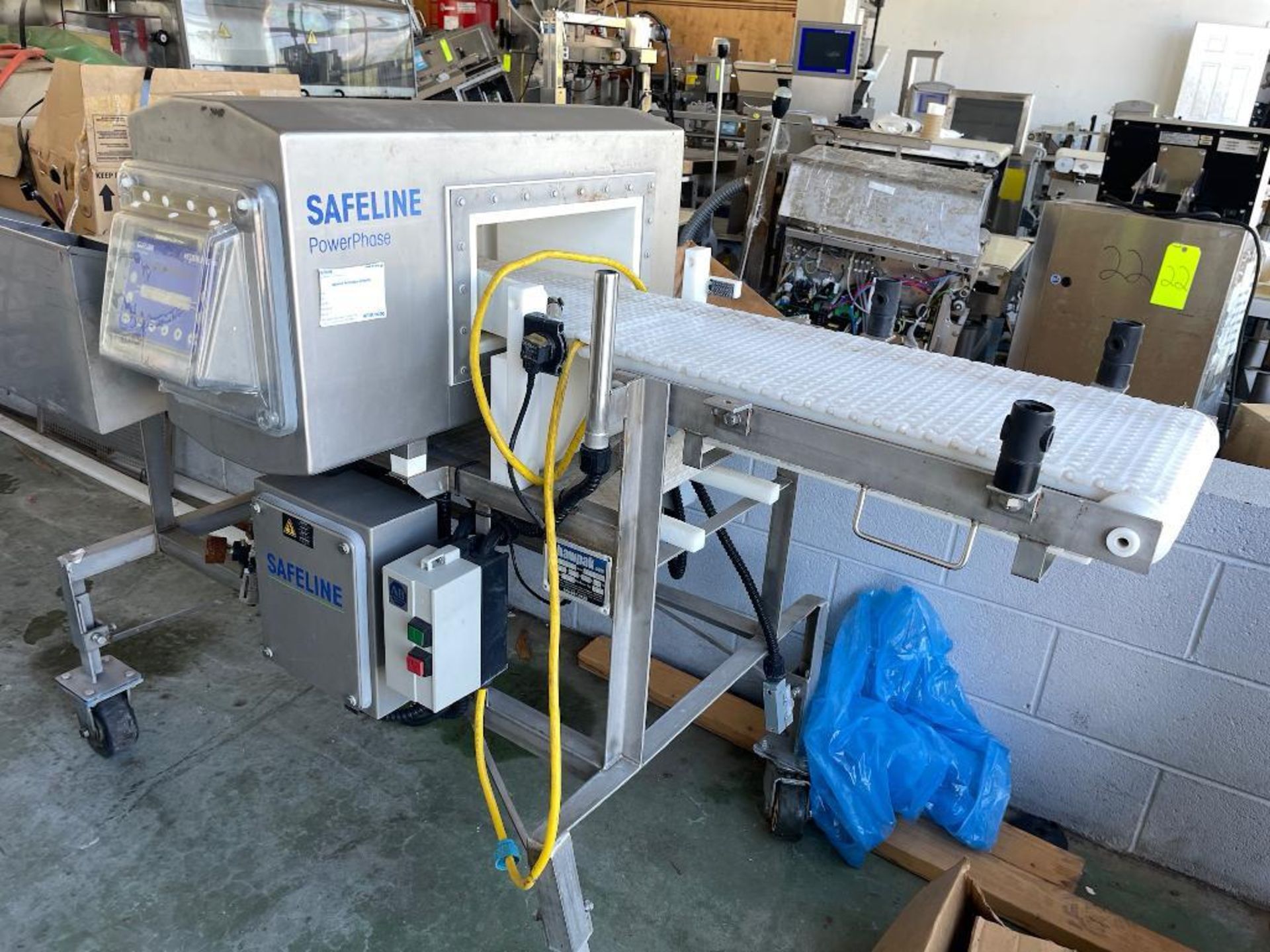 Safeline powerphase metal detector, model: V3 R 55, serviced: 2018, sn: 83618, 66 L X 12 W X 47 H. A