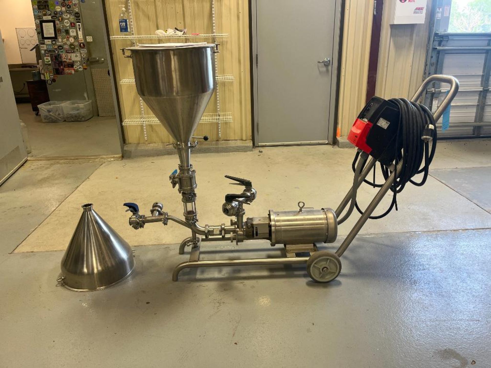Ampco Stainless Steel Portable Centrifugal Pump. With a 5hp, 3/60/230/460 volt, 3500 rpm motor, Sew