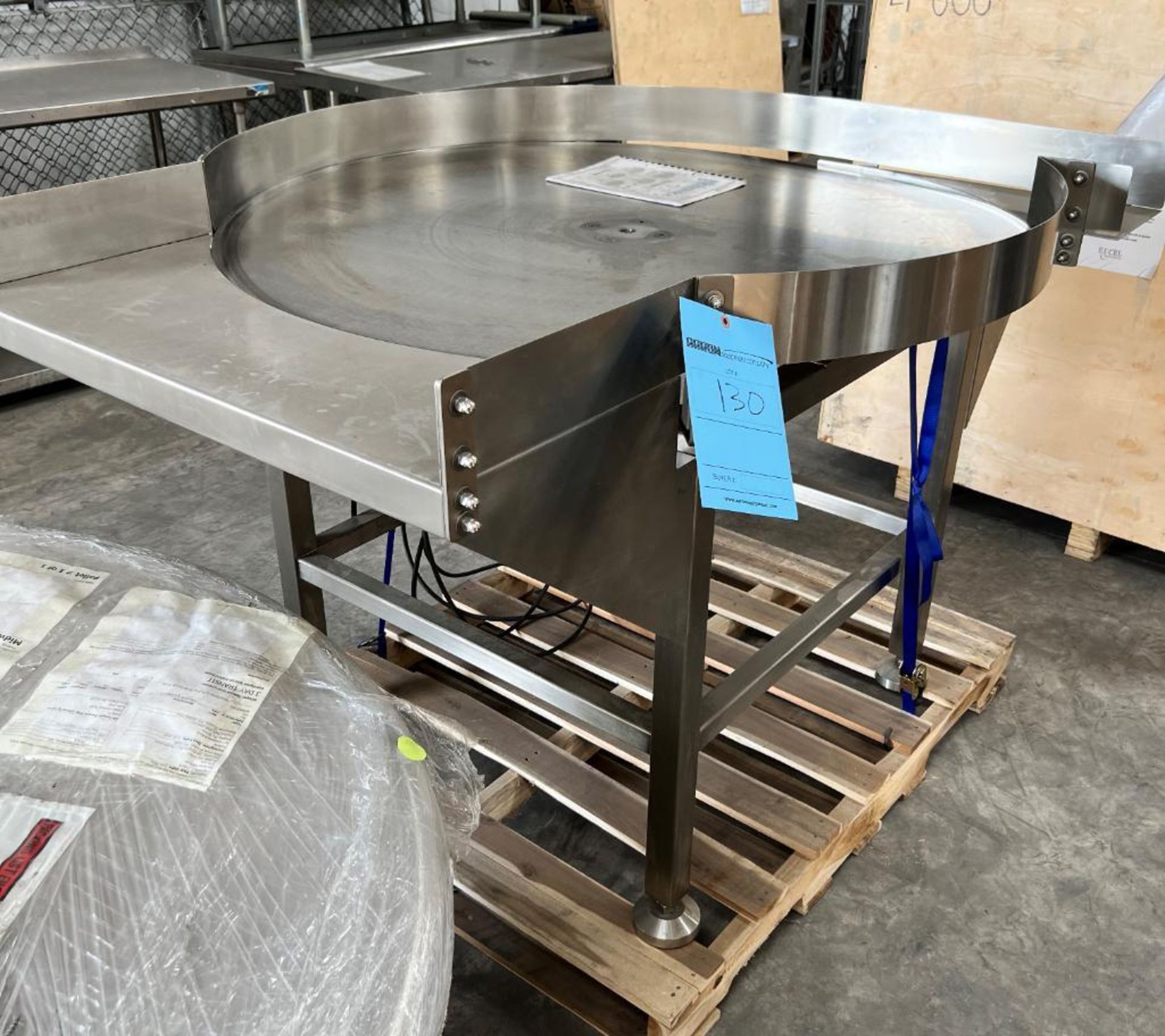 WeighPack Stainless Steel Rotary Unscrambling Table, Serial# 7195. Approximate 48" diameter.