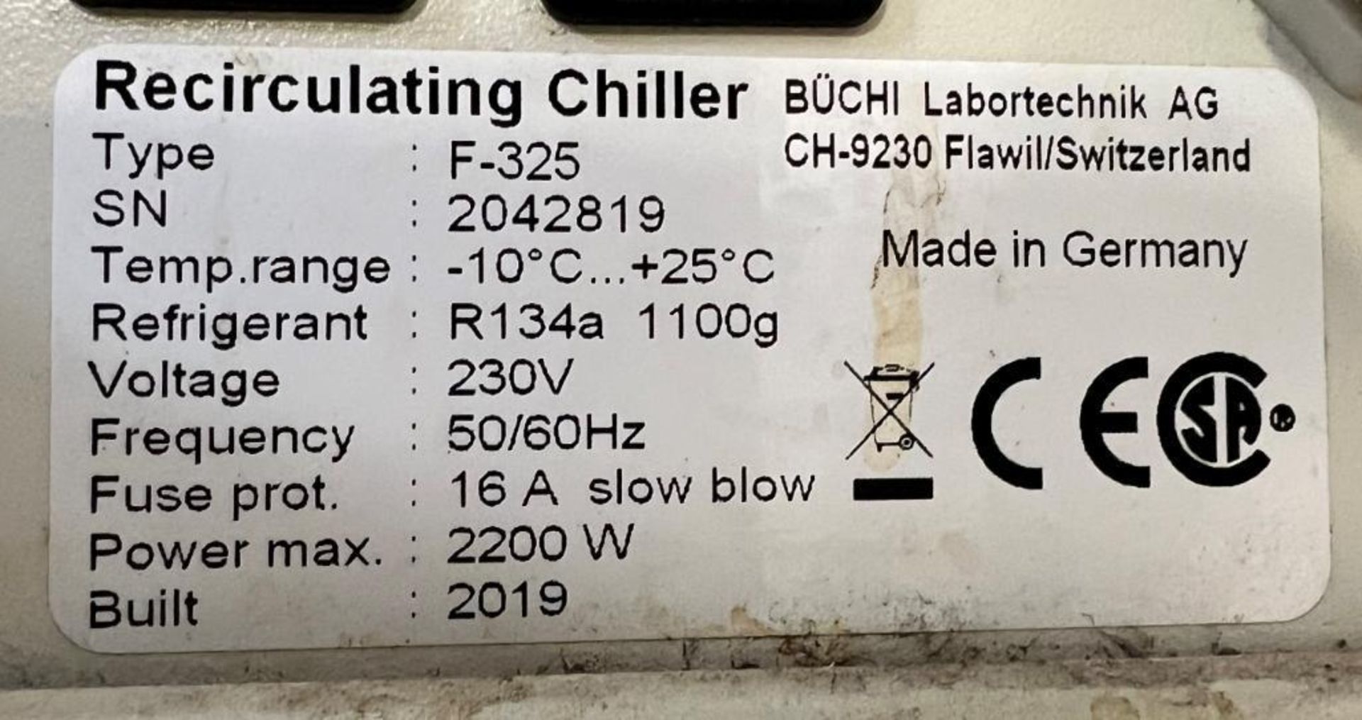 Buchi Recirculating Chiller, Model F-325, Serial# 2042819, Built 2019. - Image 5 of 5