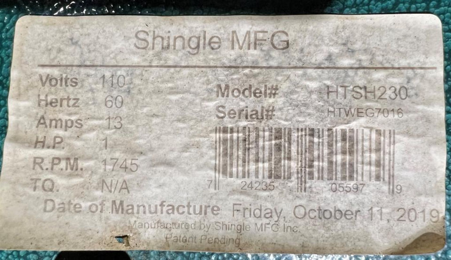 Shingle Manufacturing High-Tech Shredder, Model HTSH230, Serial# HTWEG7016, Built 11/2019. - Image 8 of 9