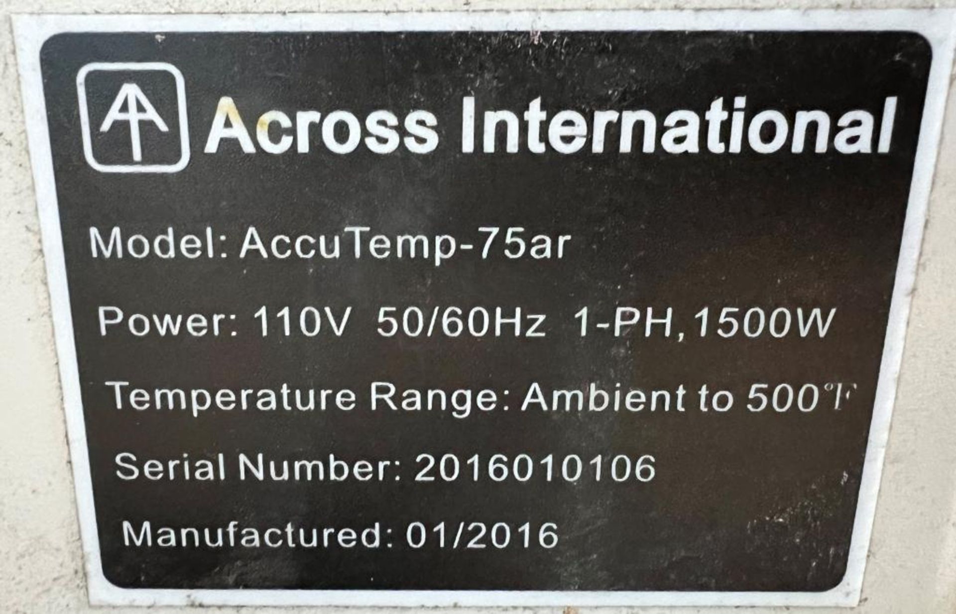 Across International Vacuum Oven, Model AccuTemp-75ar, Serial# 2016010106, Built 01/2016. - Image 4 of 4