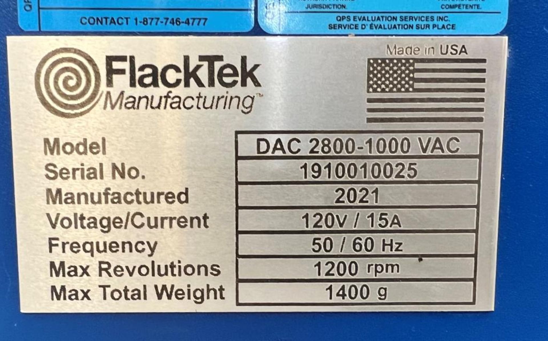 FlackTek Manufacturing Speed Mixer, Model DAC 2800-1000 VAC, Serial# 1910010025, Built 2021. - Image 8 of 8