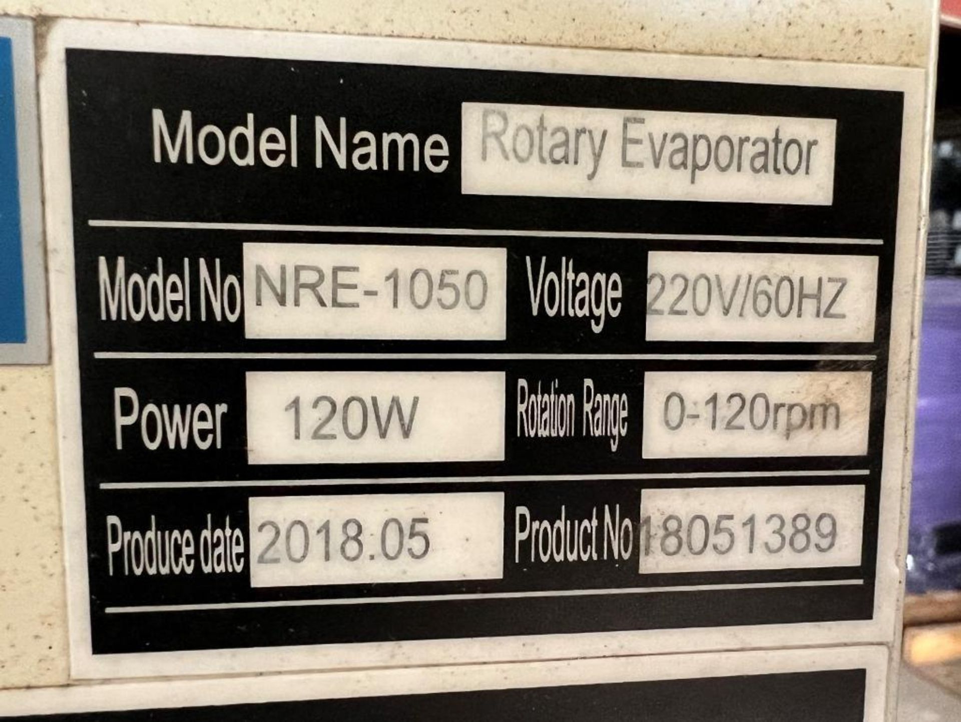 NanBel Rotary Evaporator, Model NRE-1050, Serial# 18051389, Built 05/2018. - Image 5 of 6