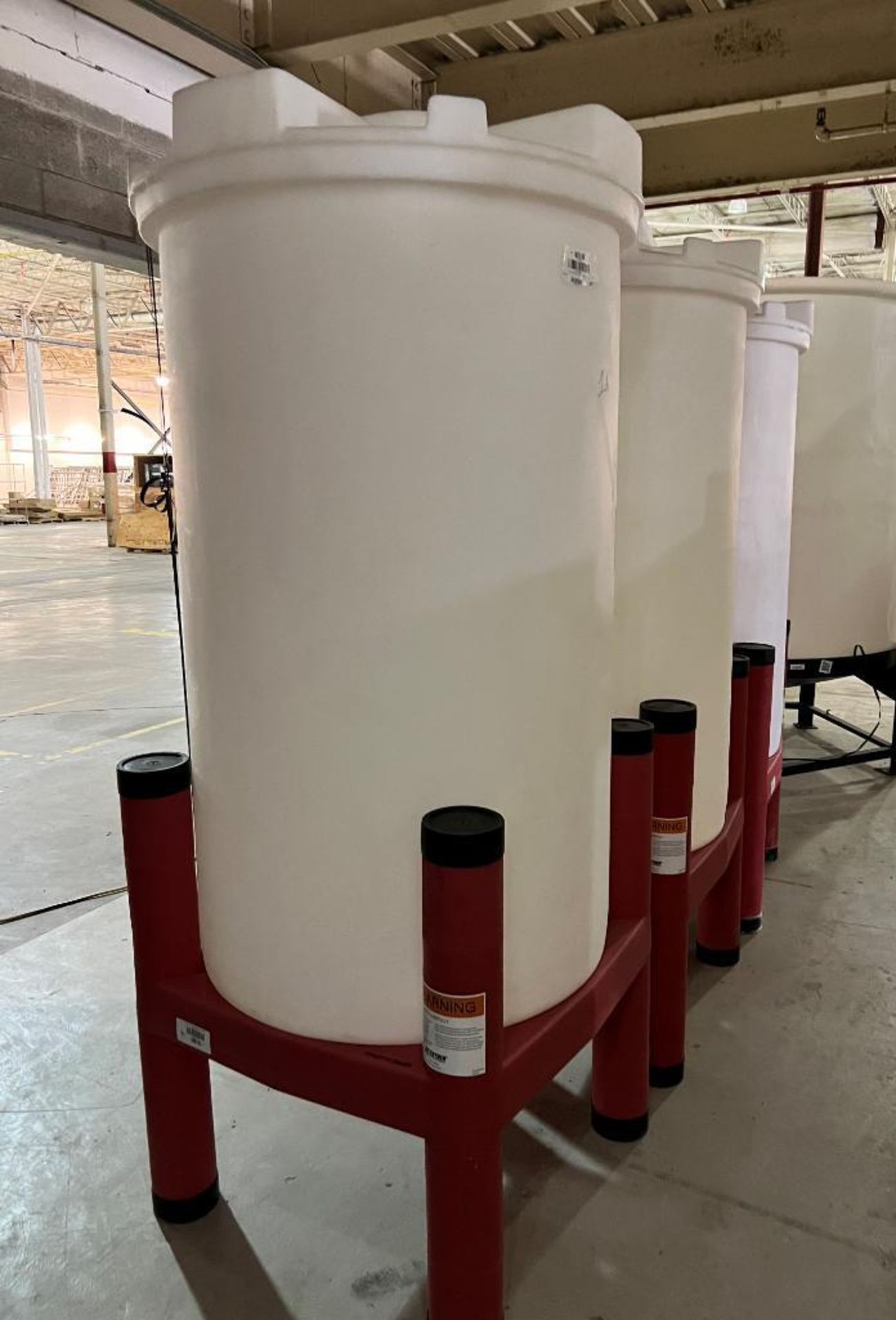 Lot Of (3) SSI Approximate 250 Gallon White Poly Tanks With Stands. - Image 2 of 8