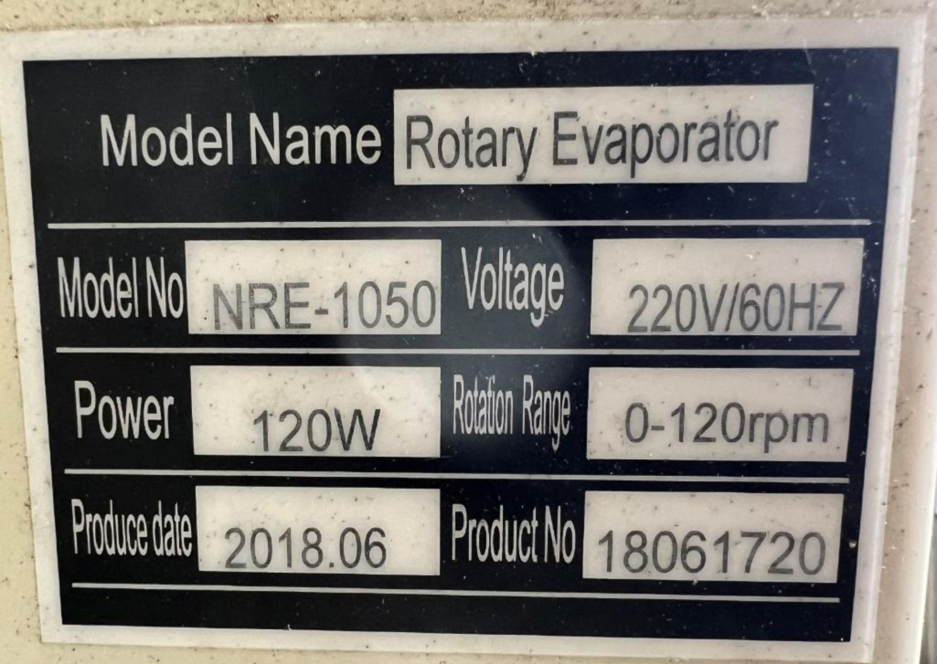 NanBel Rotary Evaporator, Model NRE-1050, Serial# 18061720, Built 06/2018. With miscellaneous glass. - Image 4 of 5