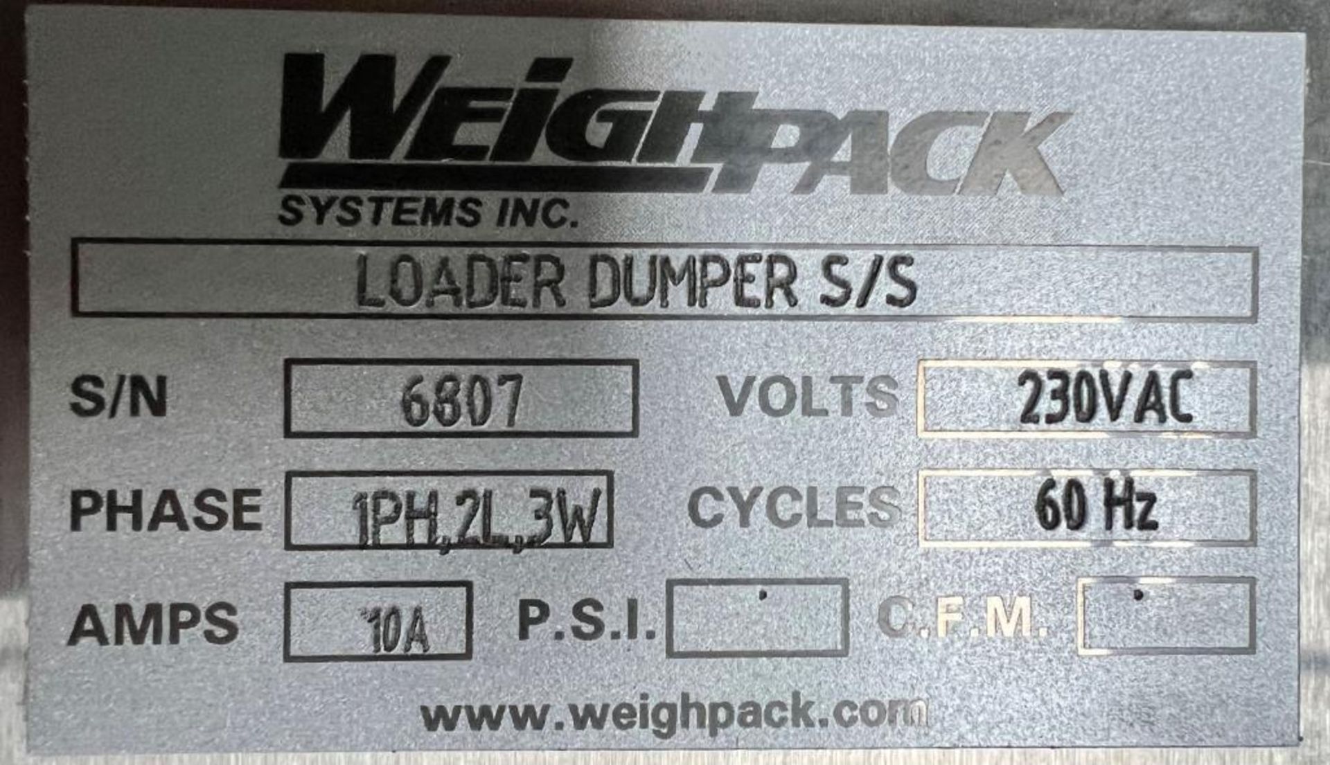 UNUSED WeighPack Stainless Steel Floor Mounted Column Loader Dumper, Serial# 6807. With cradle, buck - Image 10 of 10