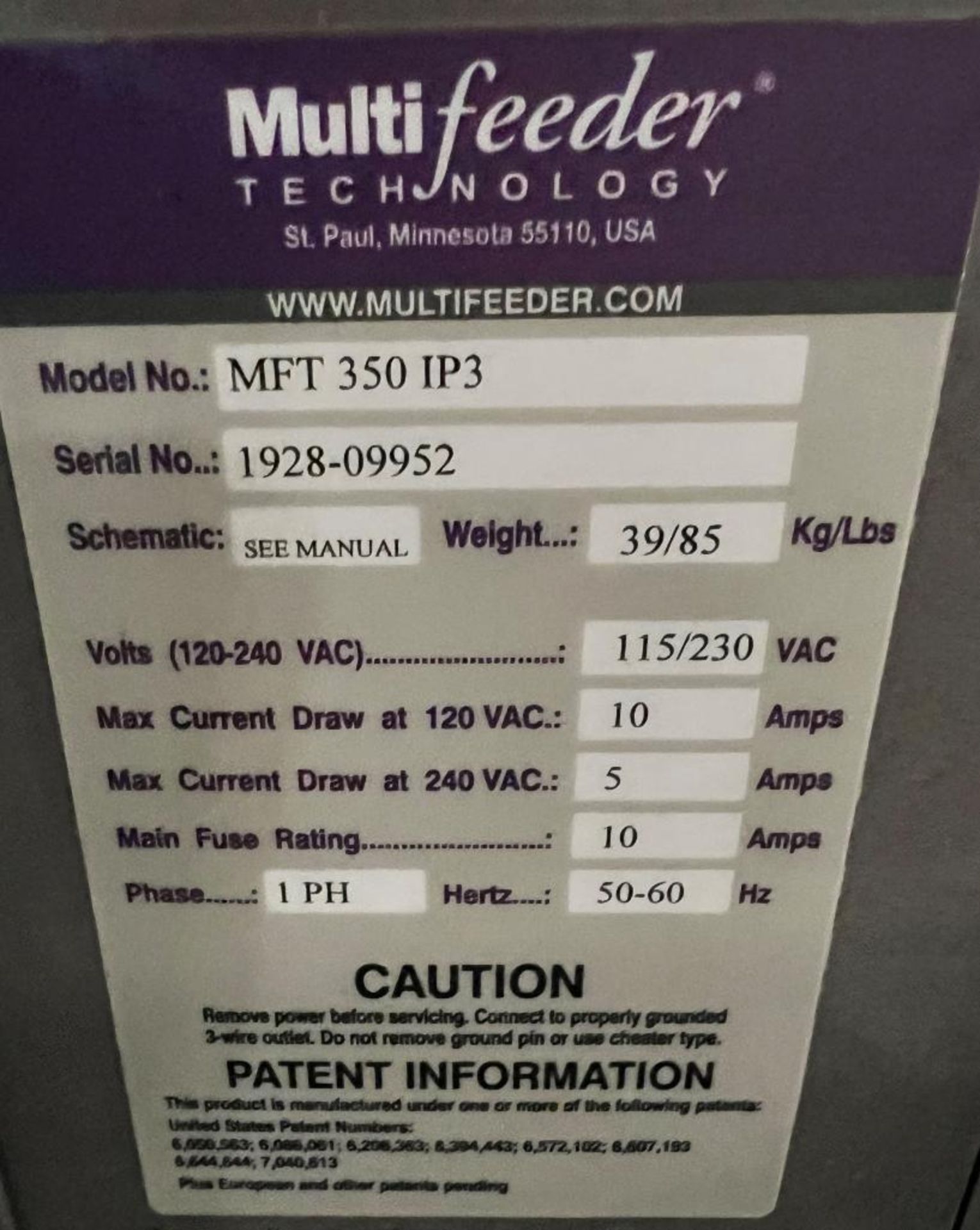 Multi Feeder Friction Feeder & Labeling Machine. With a friction feeder, model MFT-350-IP3, serial# - Image 7 of 13