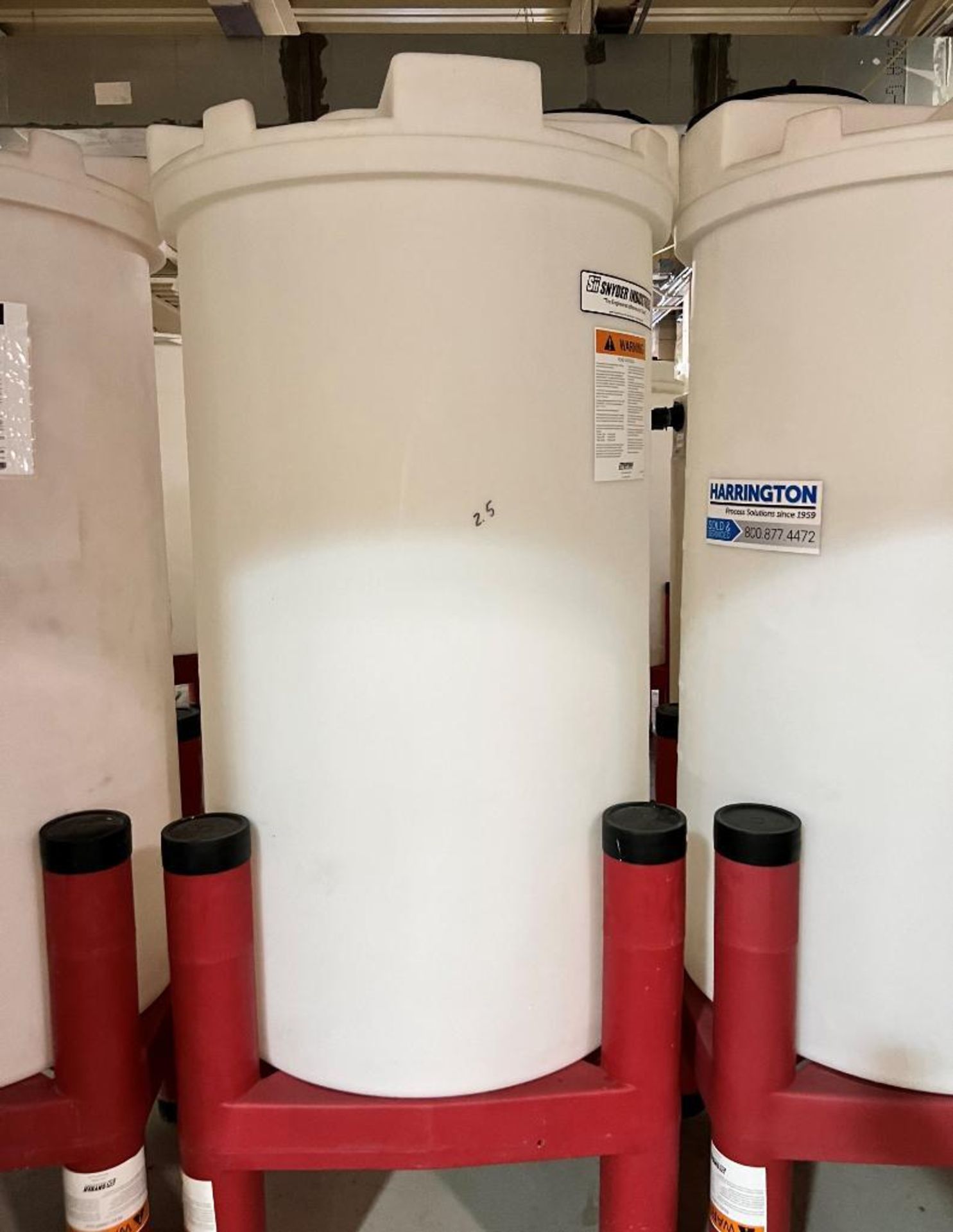 Lot Of (3) SSI Approximate 250 Gallon White Poly Tanks With Stands. - Image 6 of 8