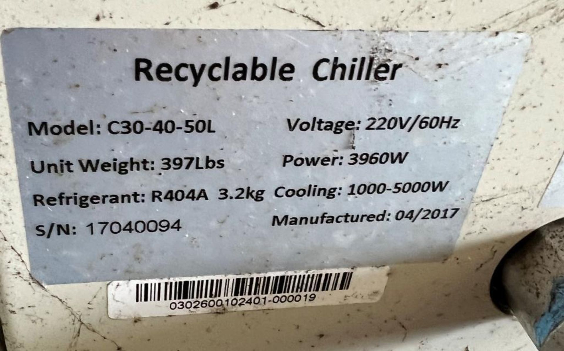 Across International Recyclable Chiller, Model C30-40-50L, Serial# 17040094, Built 04/2017. - Image 5 of 5