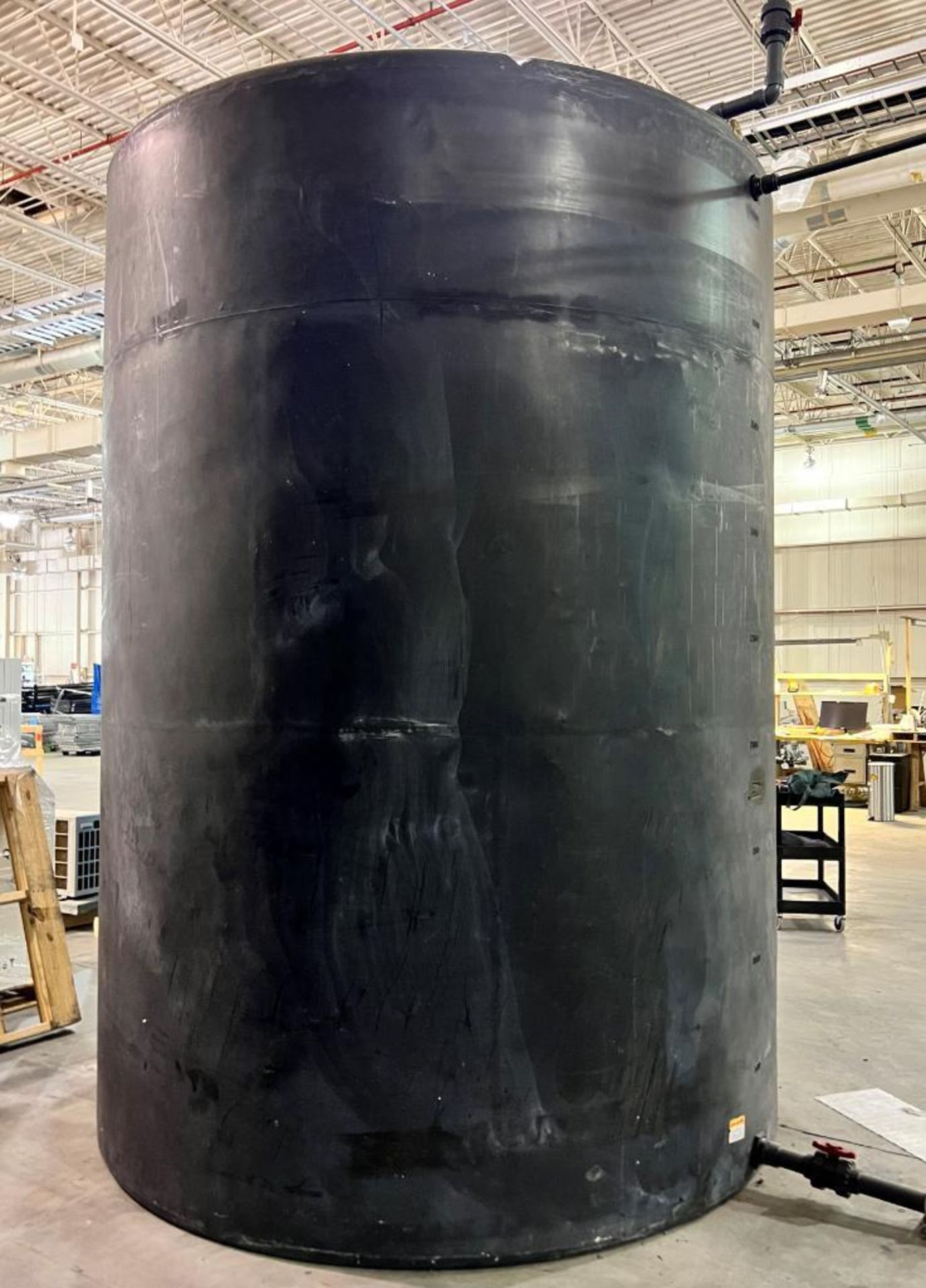 Approximate 4500 Gallon Black Poly Tank. Side bottom outlet. - Image 3 of 4