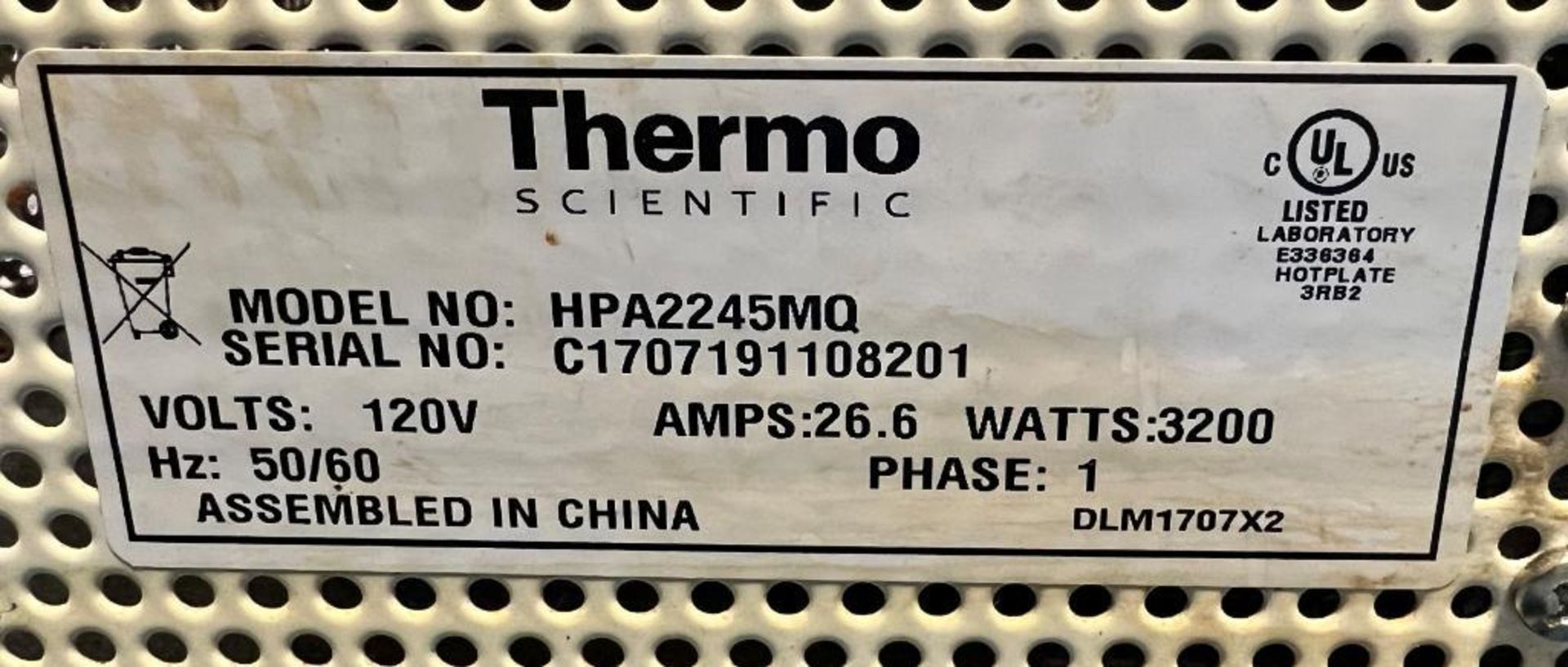 Thermo Scientific Analog Hot Plate, Model HPA2245MQ, Serial# C1707191108201. - Image 4 of 4