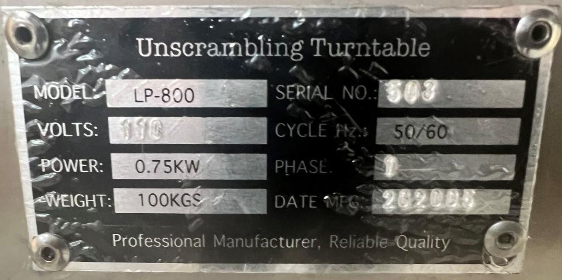 Professional Manufacturer Stainless Steel Unscrambling Table, Model LP-800, Serial# 503. Approximate - Image 4 of 4