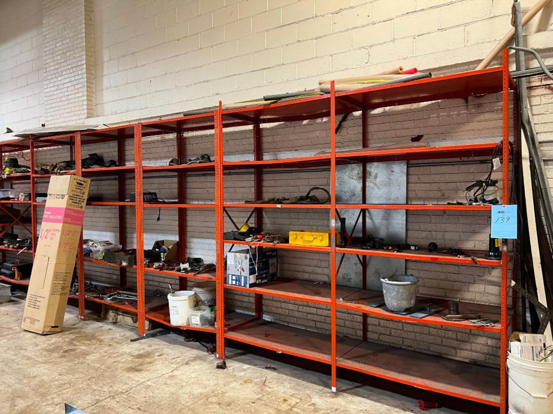 Lot: Steel Shevling Units with Contents of Assorted hand tools, Building Supplies, & Hardware - Image 2 of 9