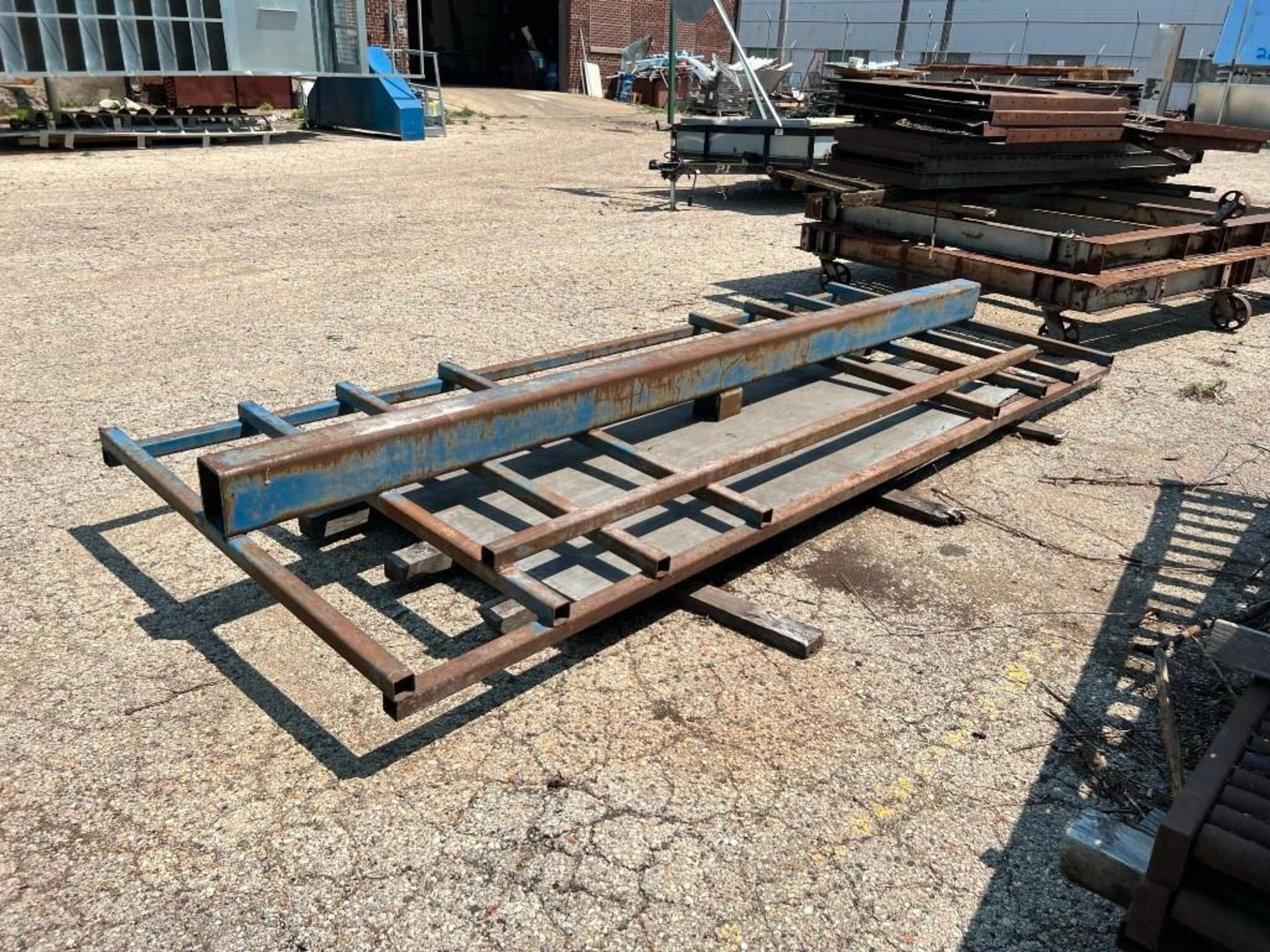 Contents of Rear Yard Including: Assorted Material Racks, Roller Conveyor, A-Frame Racks with Pipe & - Image 13 of 24