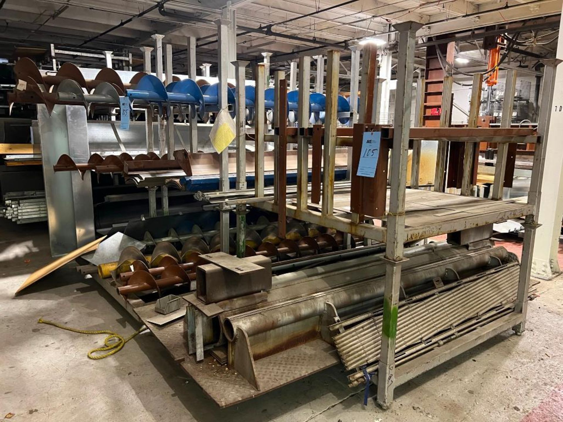 Lot: Stackable Racks with Assorted Dryer Augers & Enclosures