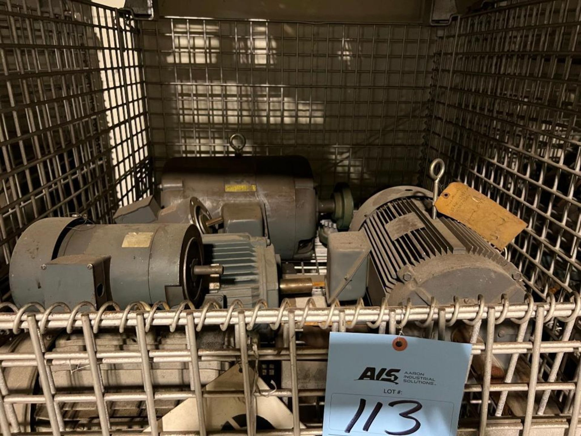 Lot: (9) Wire Baskets w/ Assorted Elecric Motors, Drive Belts, Pulleys, & Dryer Parts - Image 10 of 11