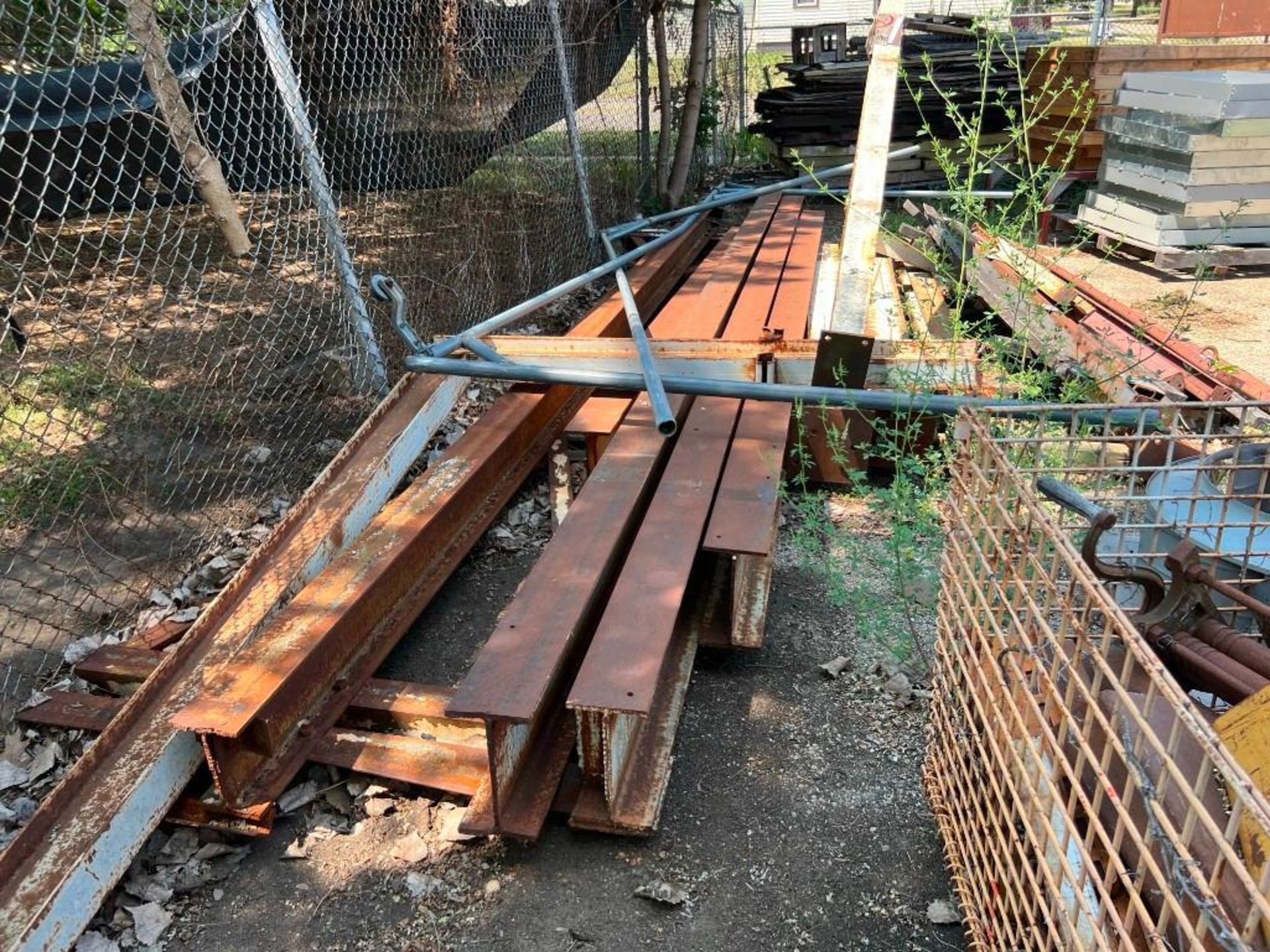 Contents of Rear Yard Including: Assorted Material Racks, Roller Conveyor, A-Frame Racks with Pipe & - Image 7 of 24