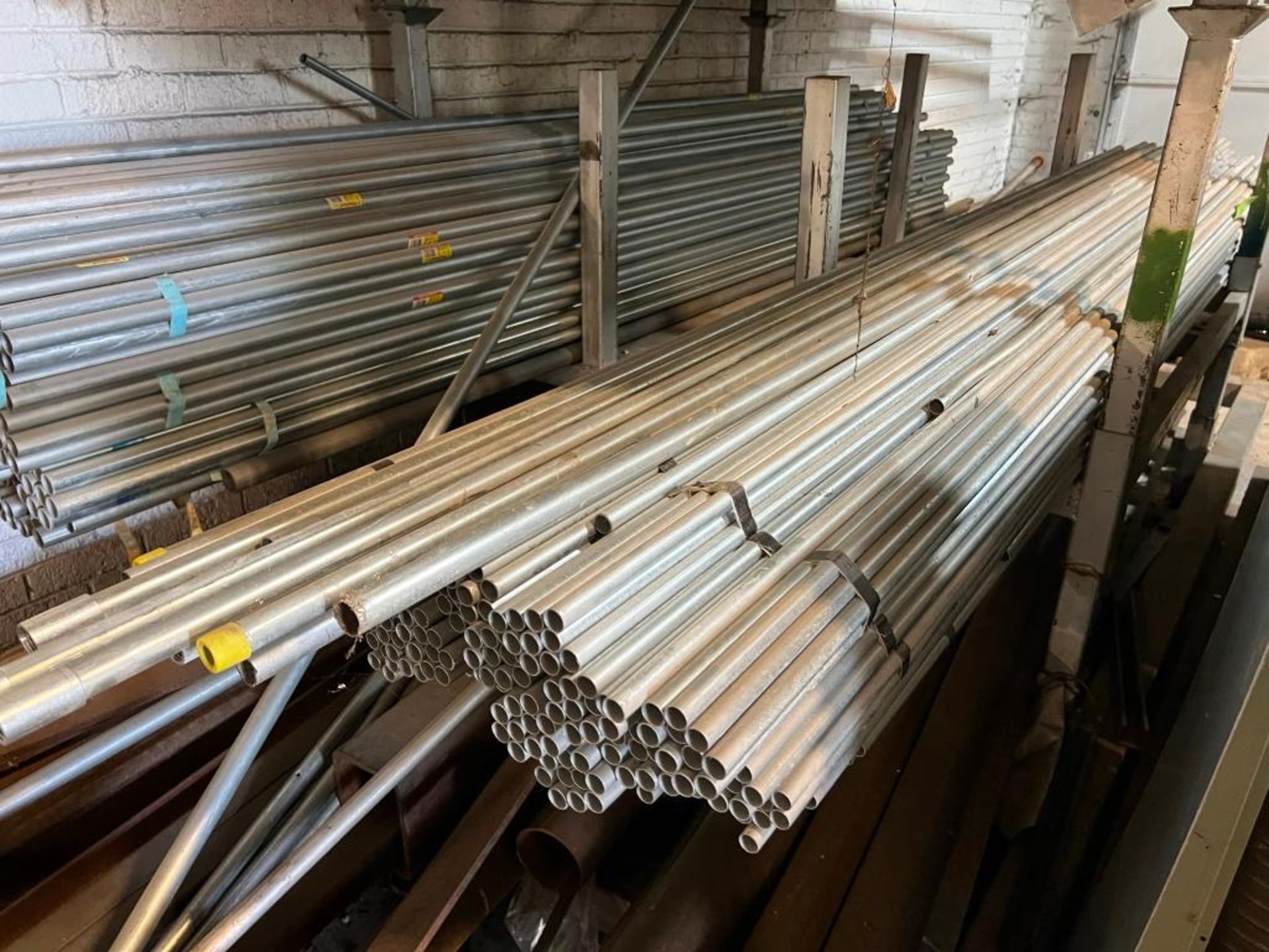 Lot: Stackable Racks with Quantity of .5" & 1" Wheatland Conduit with Assorted Steel Stock & Rollers - Image 2 of 6