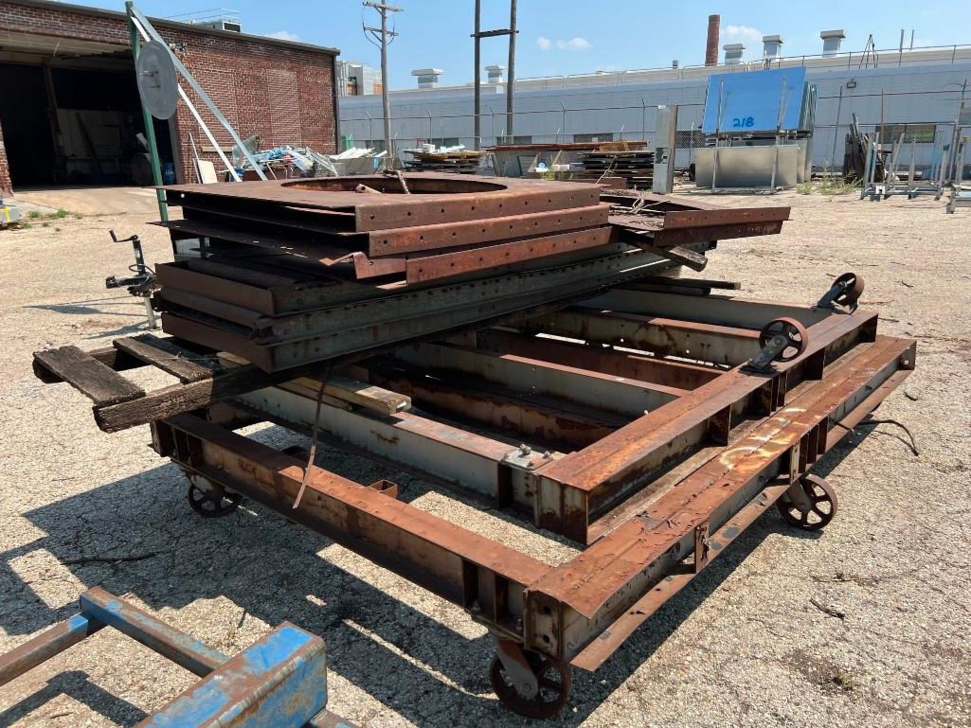 Contents of Rear Yard Including: Assorted Material Racks, Roller Conveyor, A-Frame Racks with Pipe & - Image 14 of 24