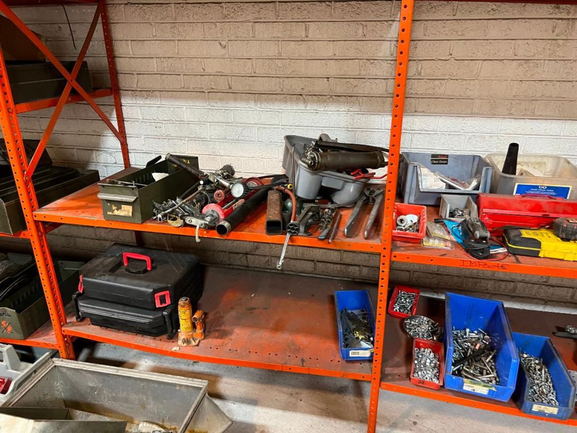 Lot: Steel Shevling Units with Contents of Assorted hand tools, Building Supplies, & Hardware - Image 7 of 9