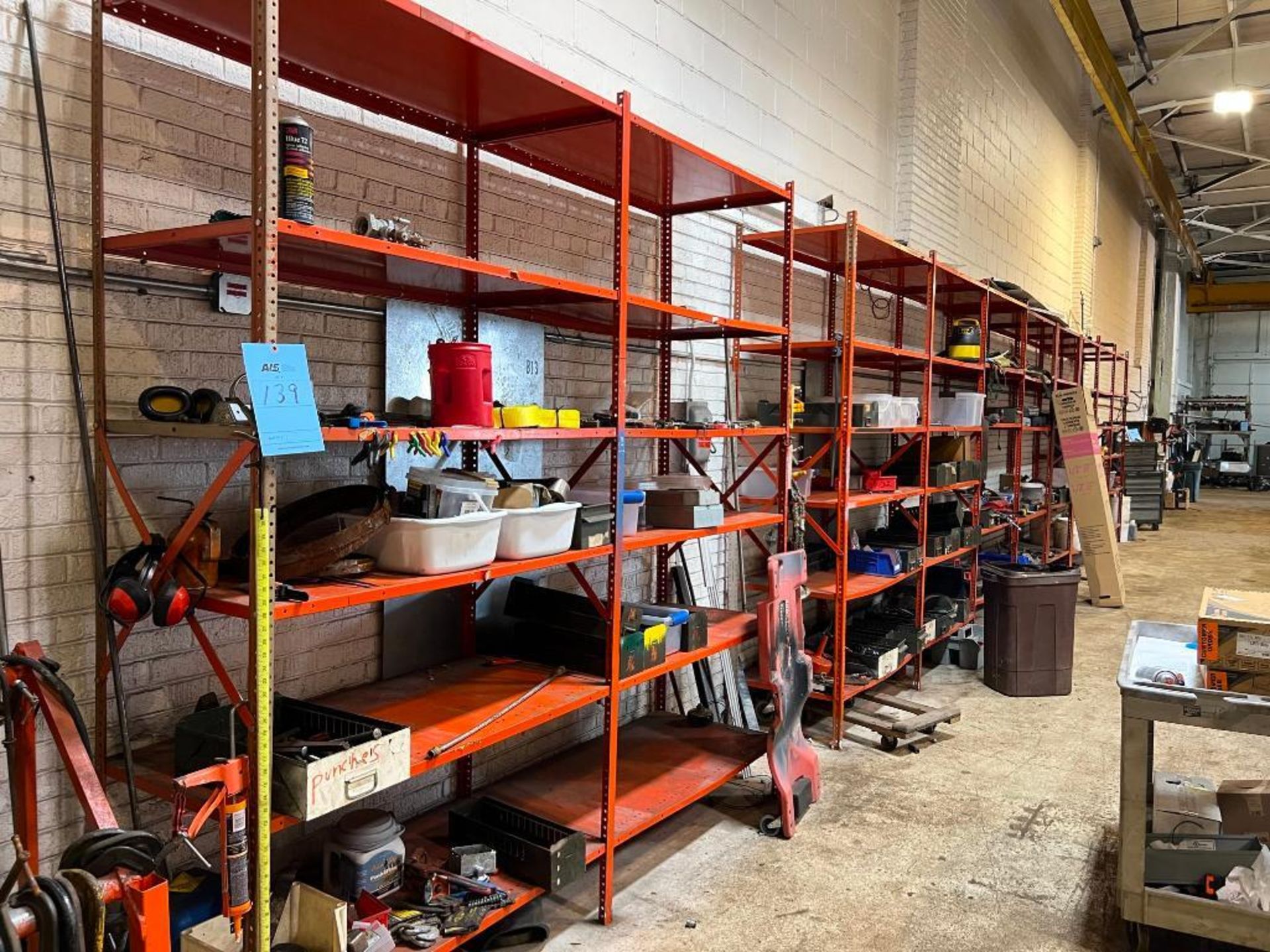 Lot: Steel Shevling Units with Contents of Assorted hand tools, Building Supplies, & Hardware