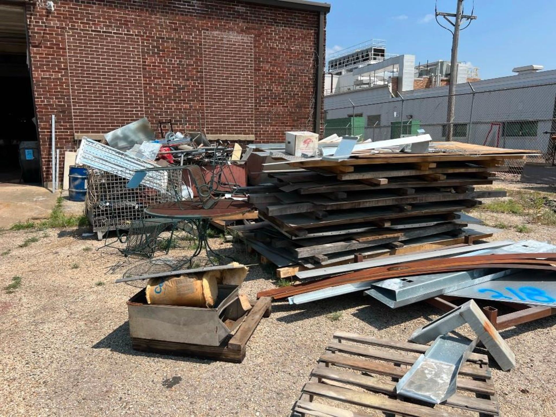 Contents of Rear Yard Including: Assorted Material Racks, Roller Conveyor, A-Frame Racks with Pipe & - Image 22 of 24