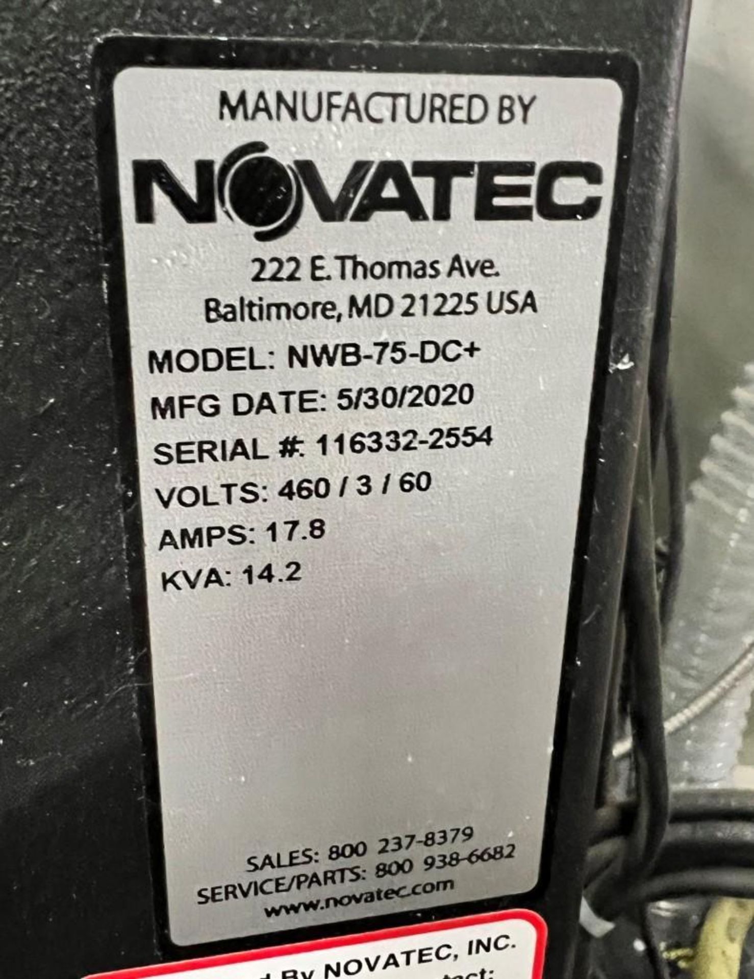 Novatec NovaWheel Portable Dry/Convey Series, Model NWB-75-DC+, Serial# 116332-2554, Built 5/30/2020 - Image 15 of 15