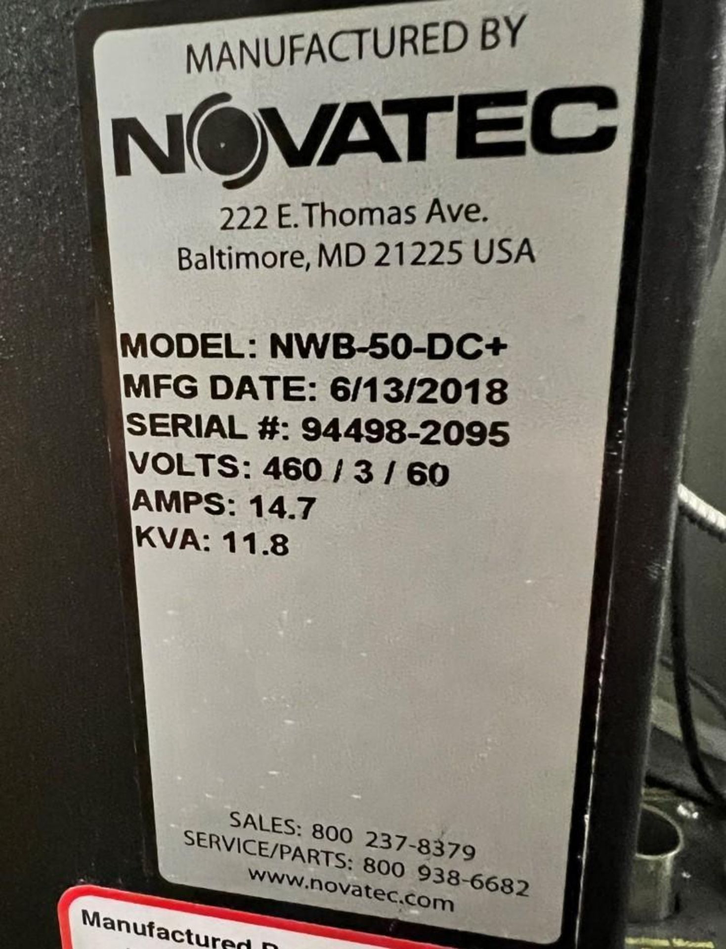 Novatec NovaWheel Portable Dry/Convey Series, Model NWB-50-DC+, Serial# 94498-2095, Built 6/13/2018. - Image 15 of 15