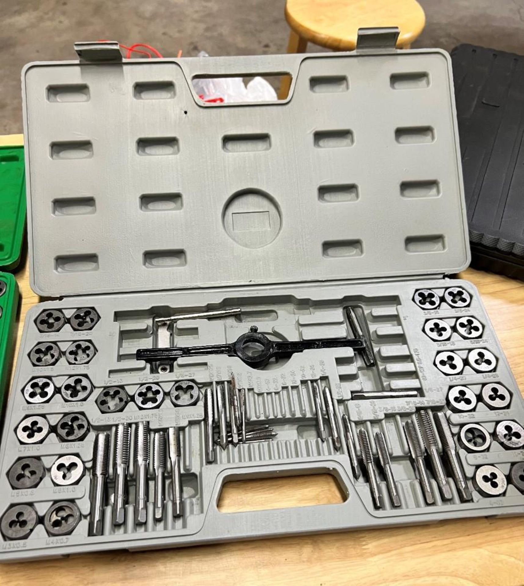 Lot Of Tools Consisting Of: (3) tap & die sets, (2) socket sets, metric wrench set, (2) Performax to - Image 3 of 12