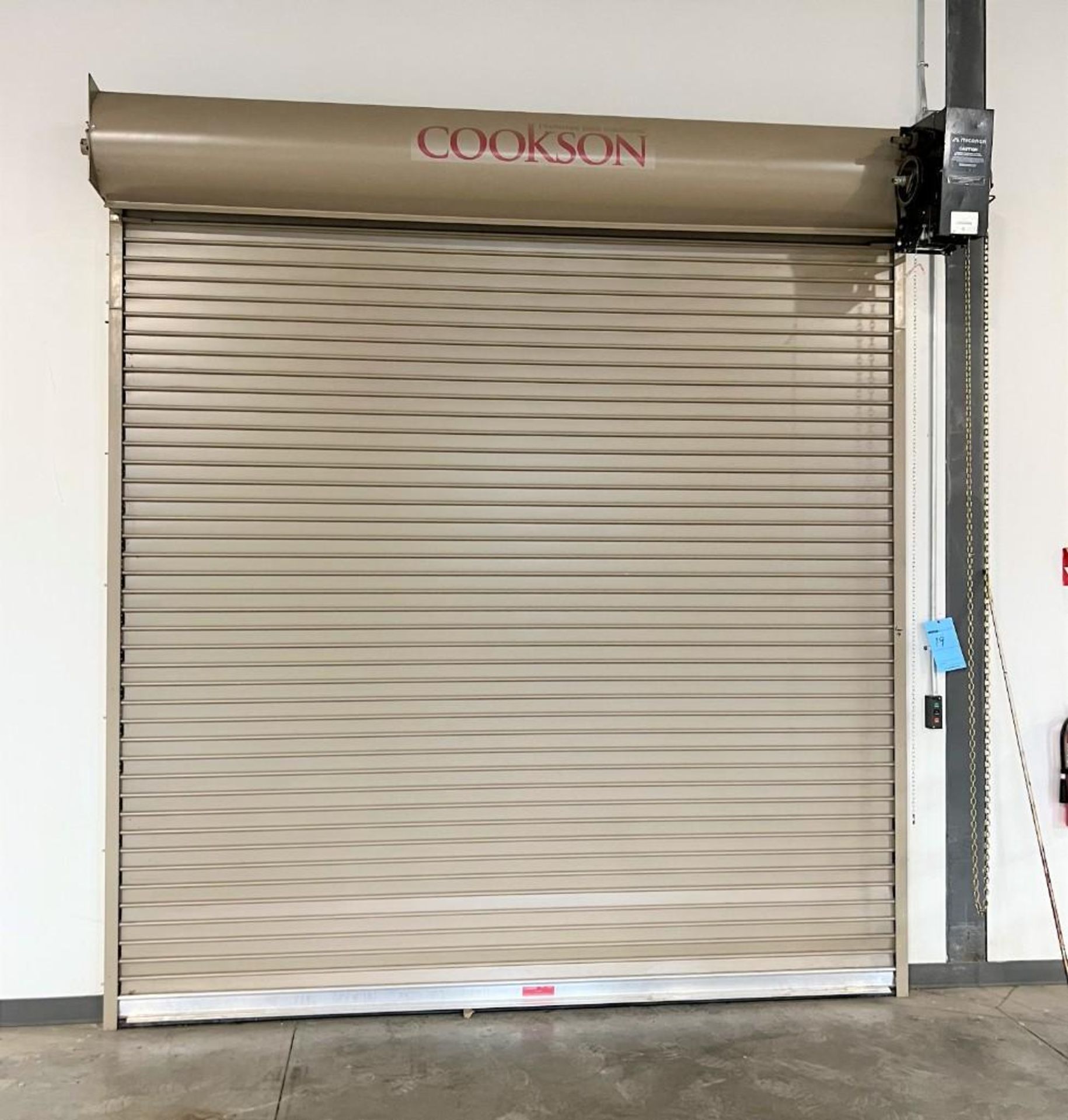 Cookson Rolling Door, Approximate 10' x 10' Opening, Serial# SO7118626-001, Built 12/19/2018. With M