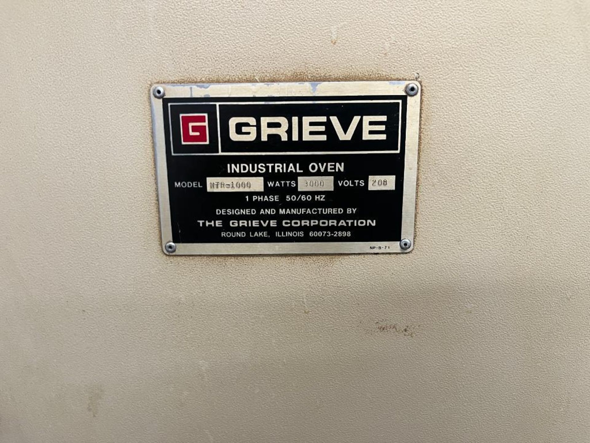 Grieve Double-Door Bench Top Electric Oven Model MTR-1000, 3000 Watts, 208 Volts, Partlow Controls - Image 5 of 7