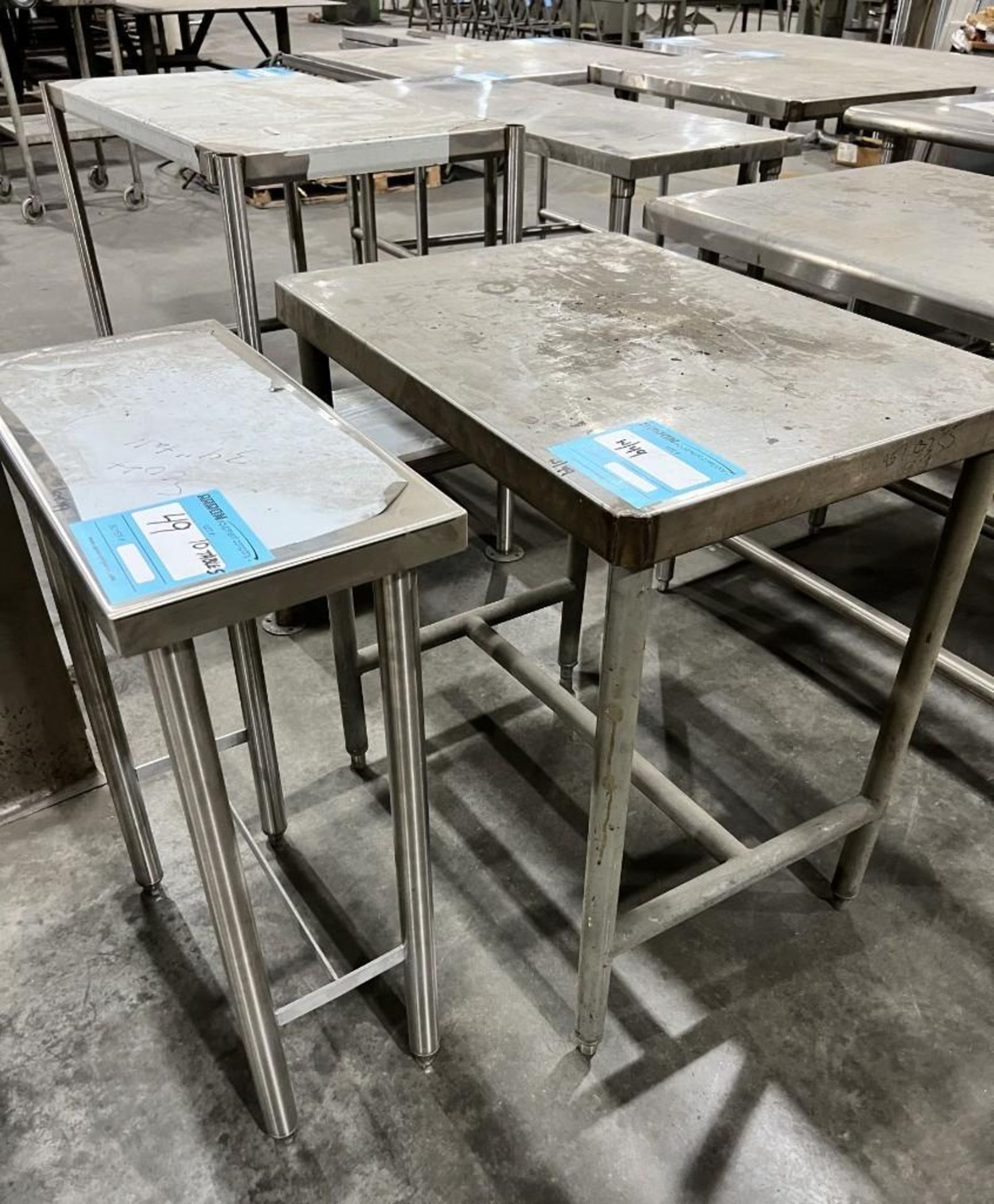 Lot Of (10) Stainless Steel & Stainless Steel Top Tables. - Image 2 of 11