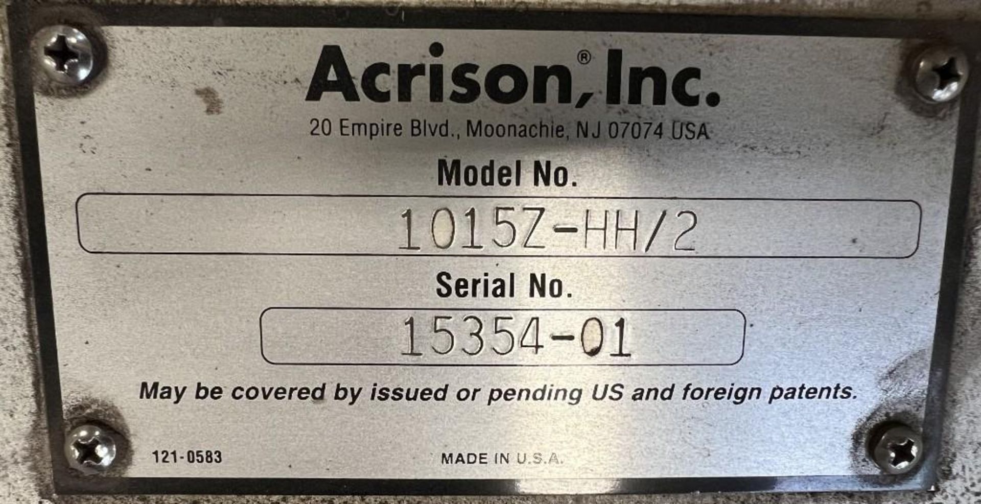 Acrison Volumetric Feeder, Model 1014Z-HH/2, Serial# 15354-01. (Rigging/Loading Fee = $200) - Image 7 of 7