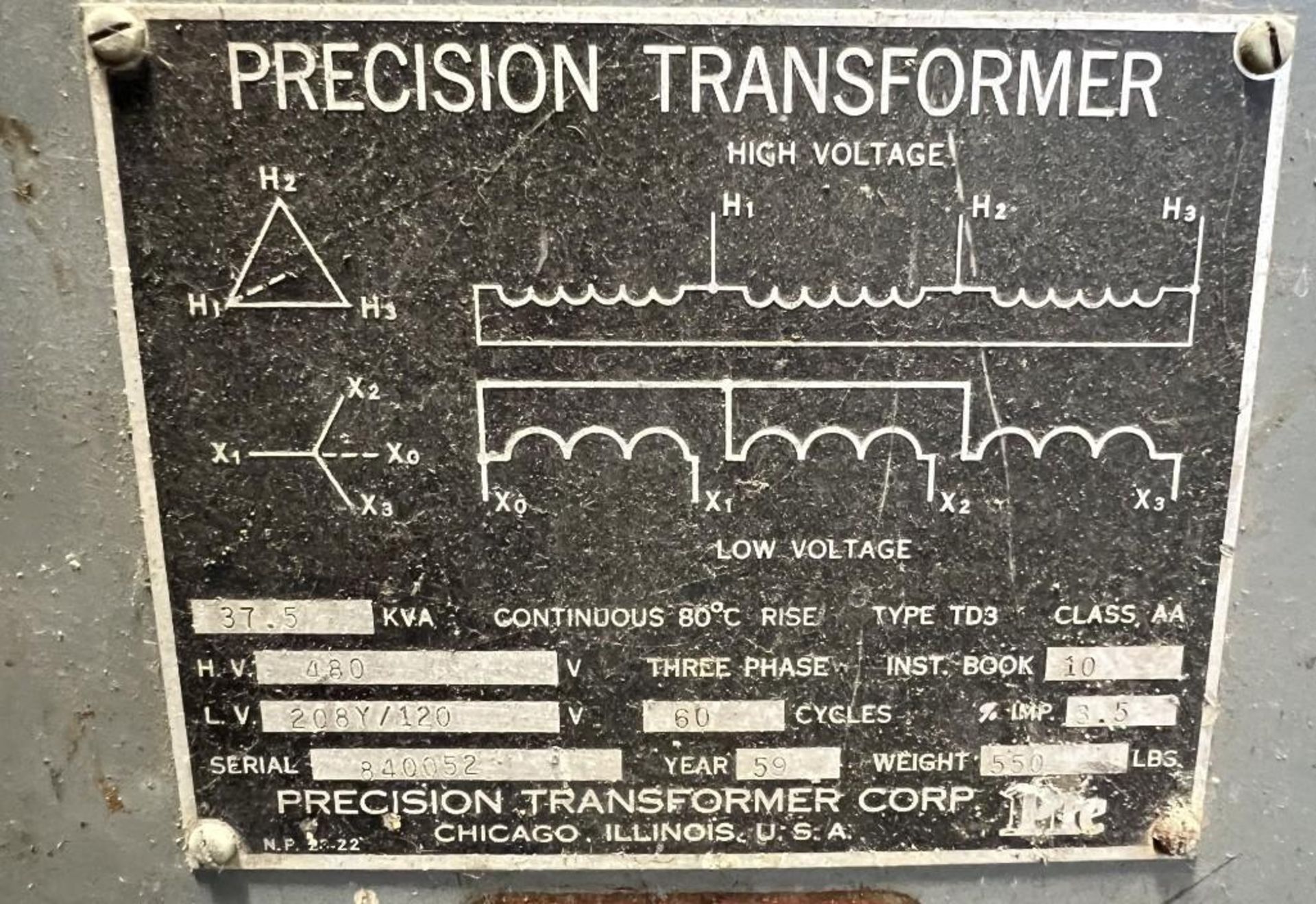 Lot Of (5) Transformers. With (1) 37.5 kva, (1) 75 kva, (2) 5 kva, (1) 3 kva. (Rigging/Loading Fee = - Image 2 of 12