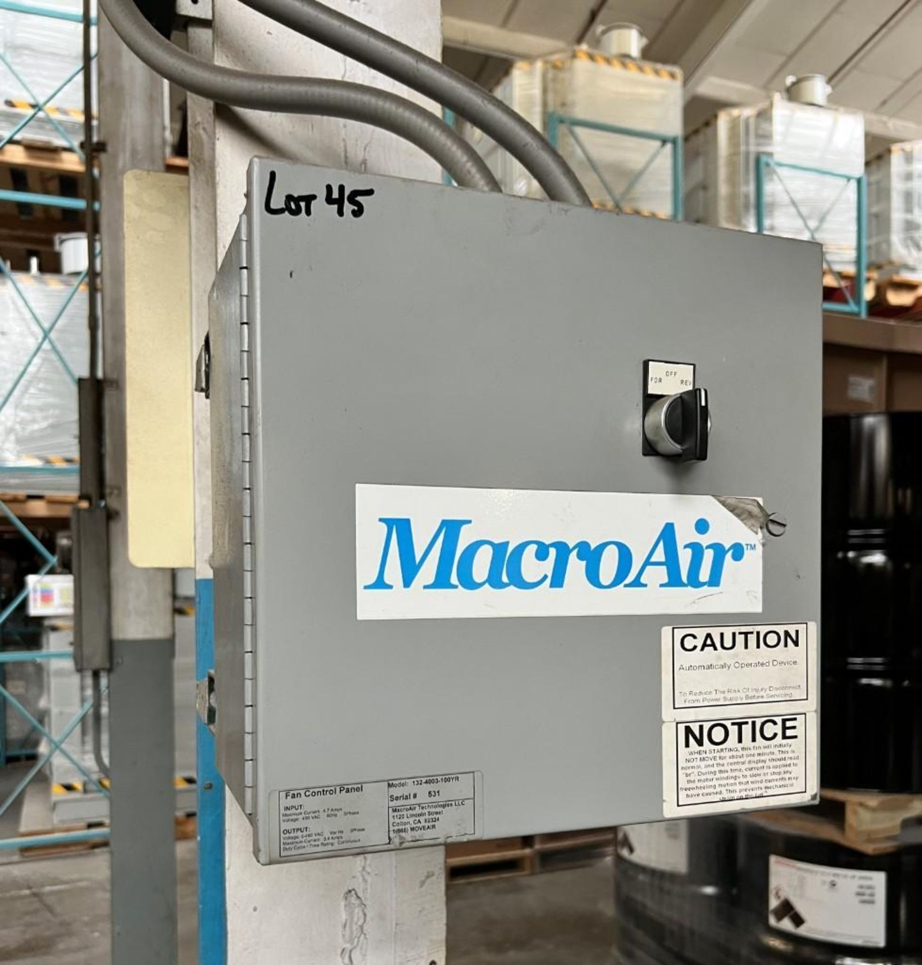 MacroAir Technologies Approximate 20' Diameter Warehouse Fan. With controller. (Rigging/Loading Fee - Image 4 of 7