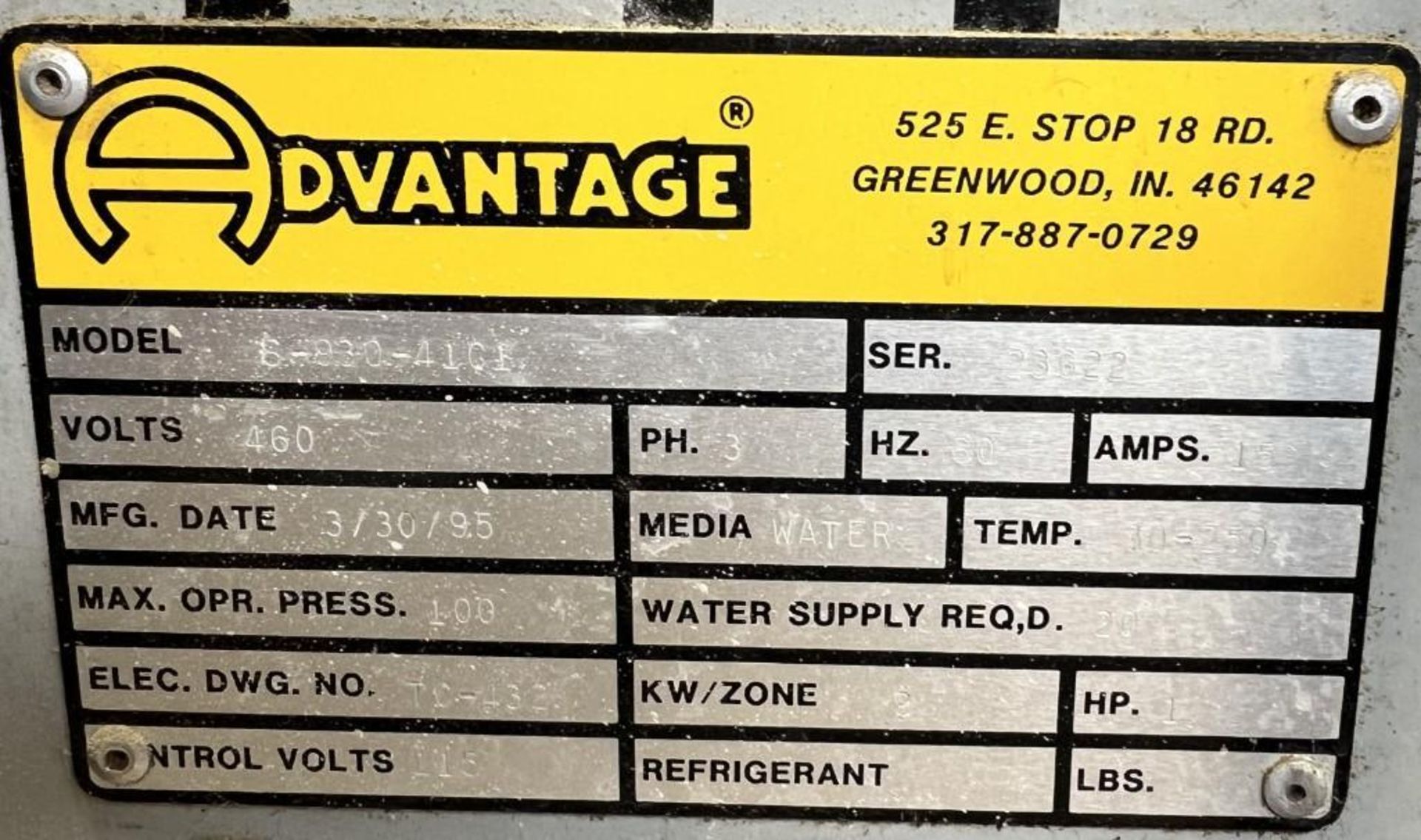 Advantage Sentra Temperature Controller, Model S-930-41C1, serial# 236232.(Rigging/Loading Fee = $10 - Image 4 of 4