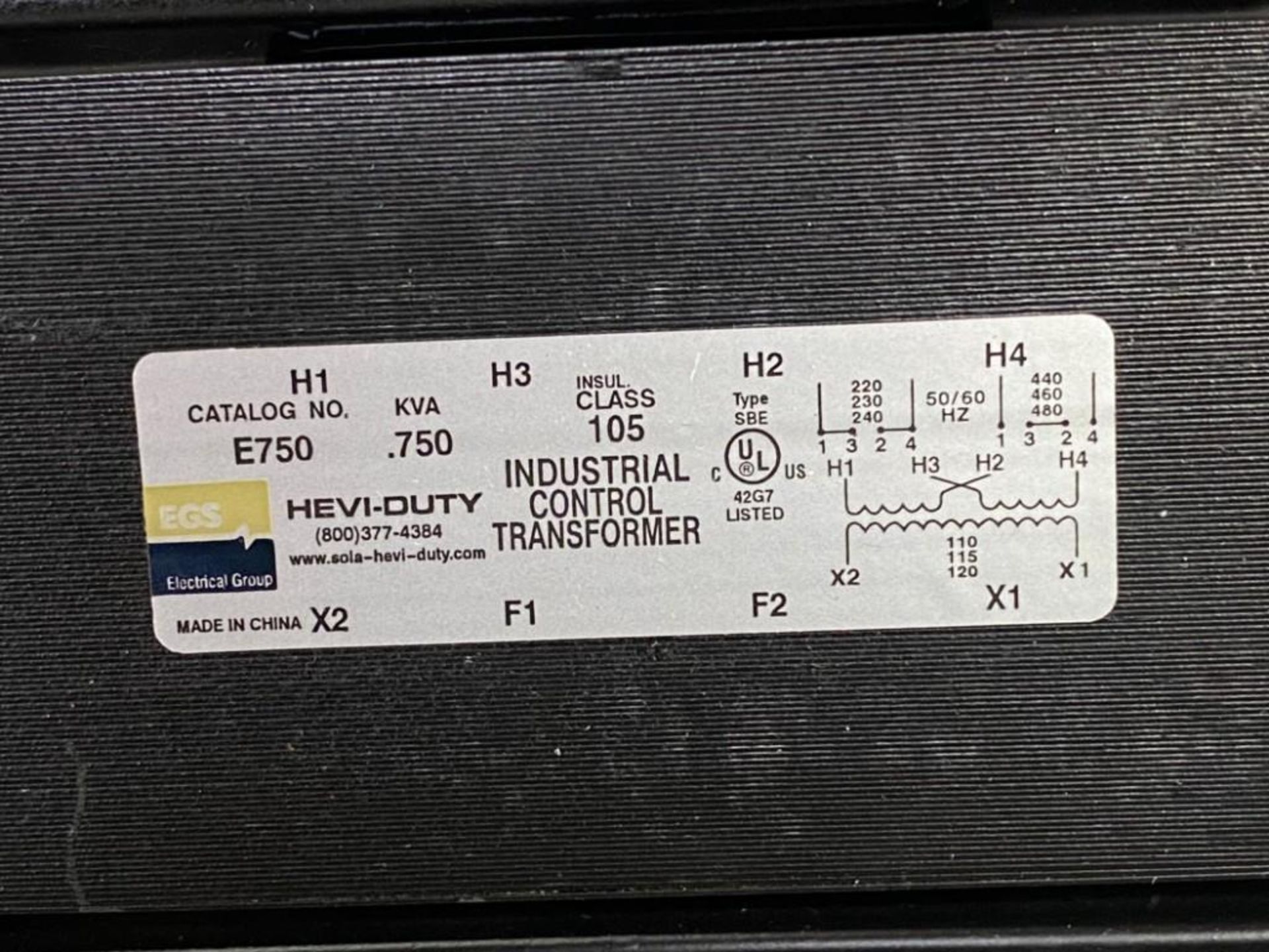 EGS INDUSTRIAL CONTROL TRANSFORMER E750 - Image 3 of 4