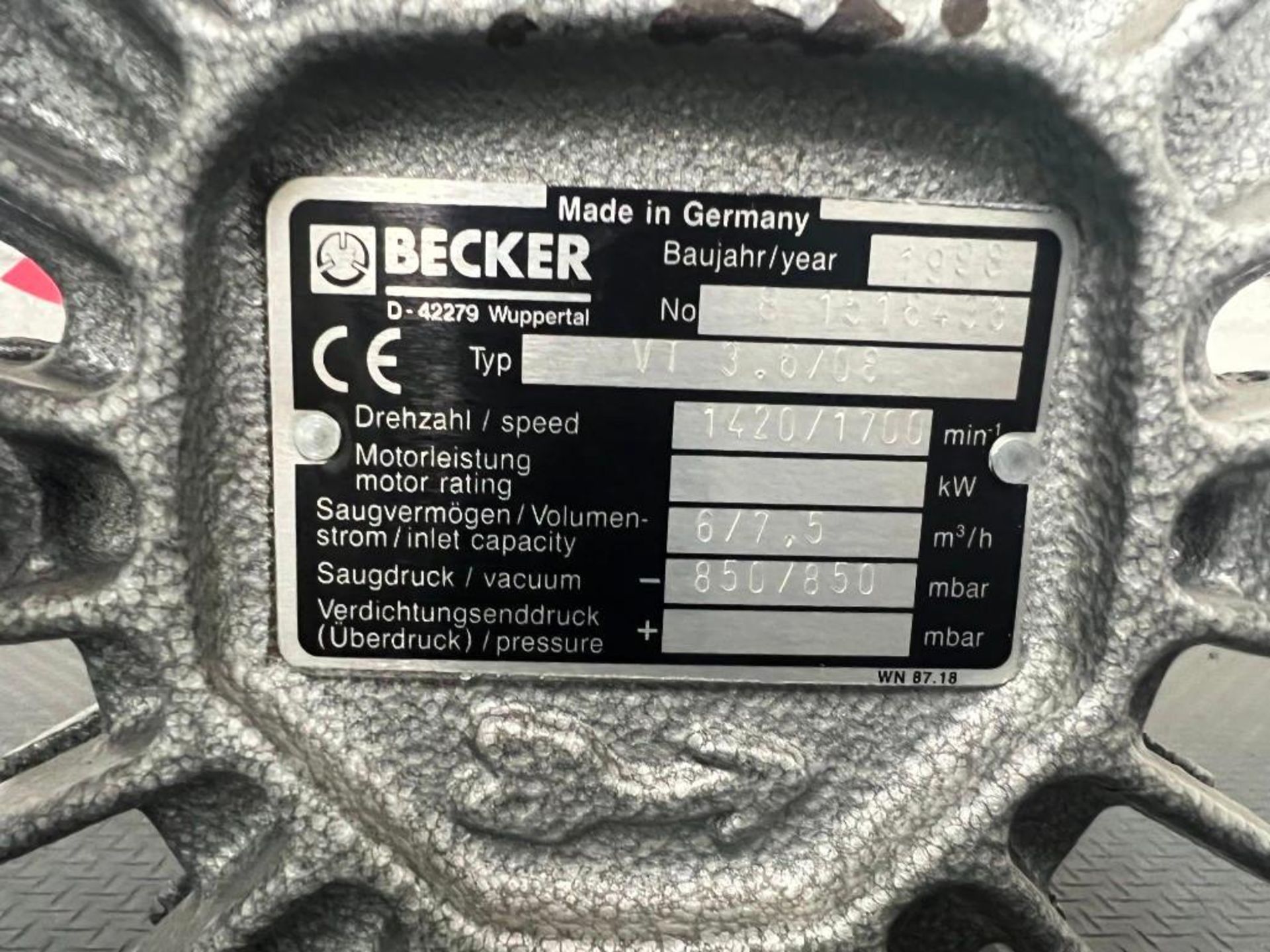 BECKER MOTOR 1516433 VT 3.6/08 - Image 5 of 5