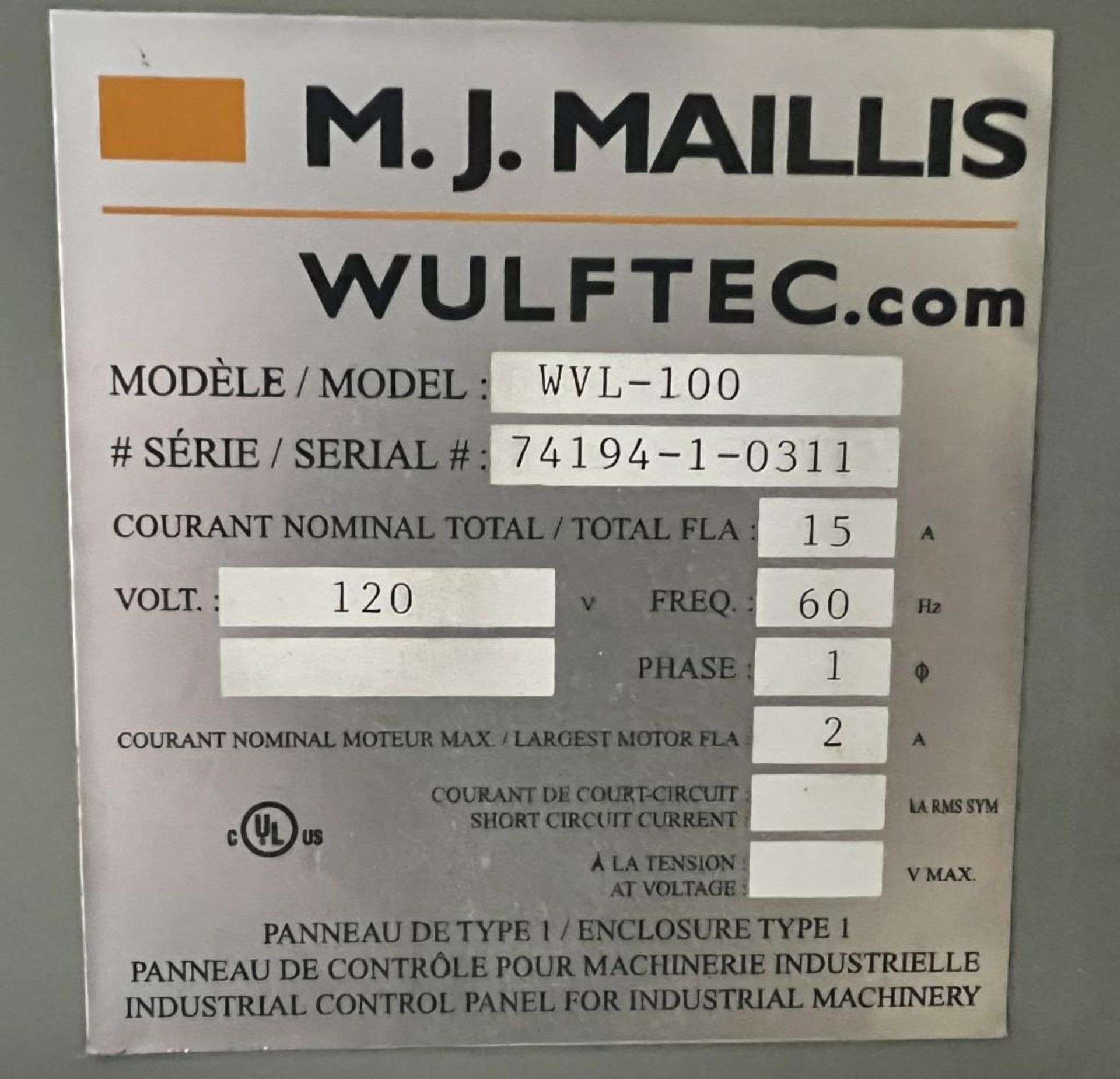 Wulftec Pallet Wrapper, Model WVL-100, Serial# 74194-1-0311. With 58" diameter turntable. - Image 9 of 9