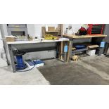 Lot Of (2) Uline Work Benches. (1) Formica top 30" x 72", (1) butcher block top 30" x 72". NO CONTEN