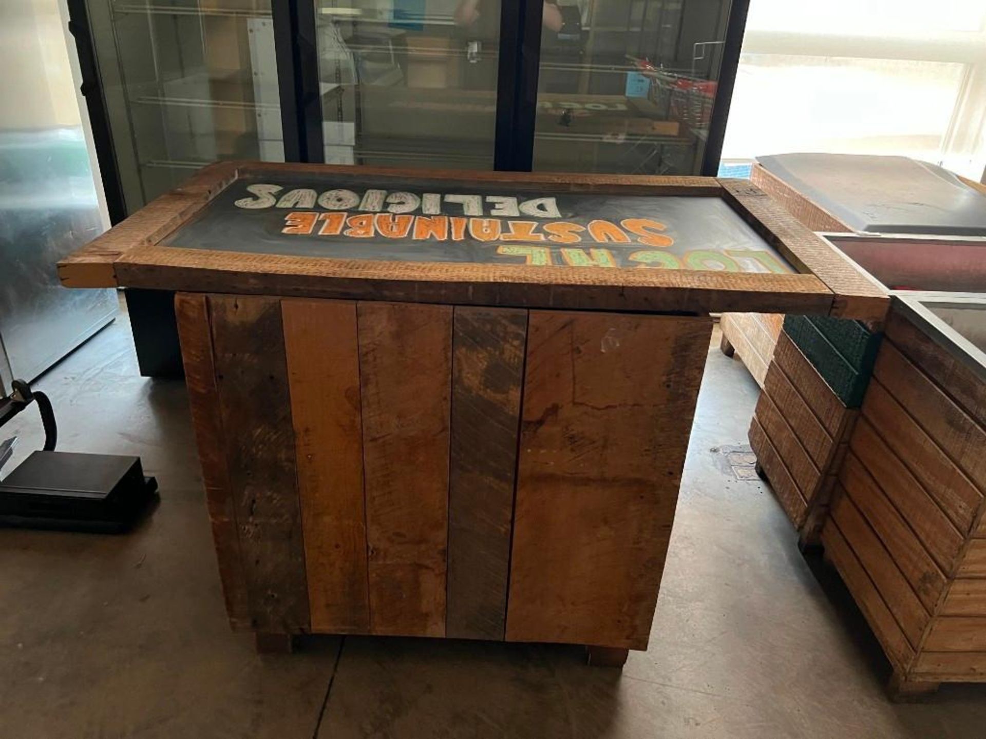 LOT: (4) Wooden Display Cases and Wooden Chalkboard Sign - Image 3 of 3