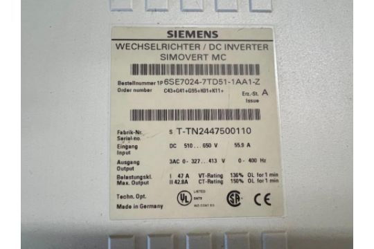 SIEMENS DC INVERTER 6SE7024-7TD51-1AA1-Z - Image 2 of 3