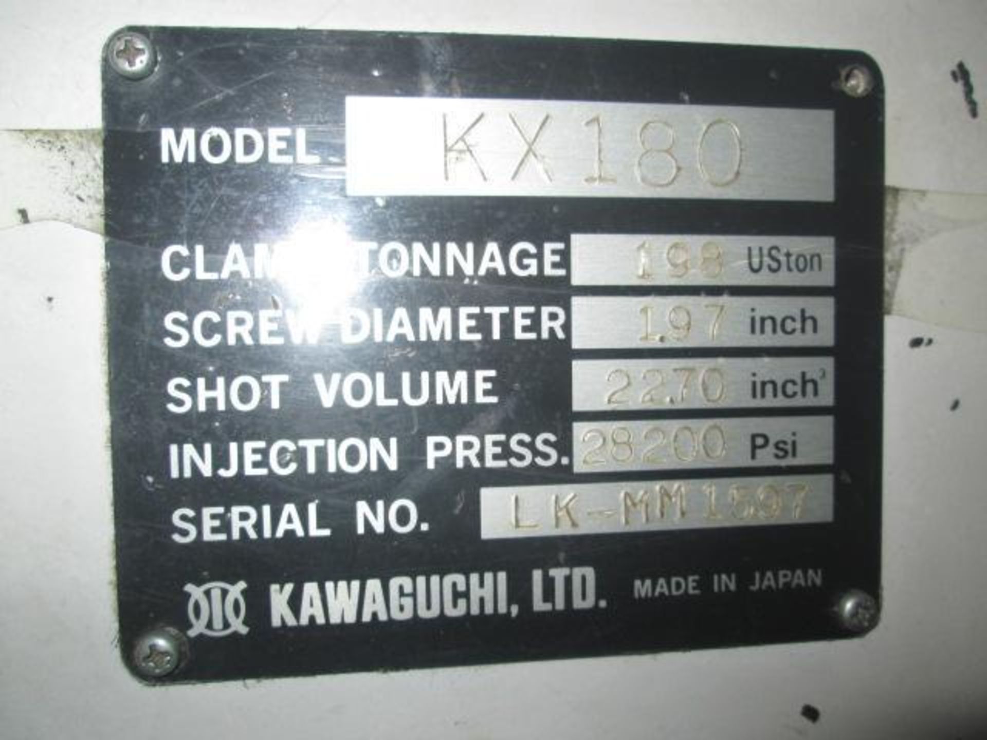 198 Ton, 11.97 oz., Kawaguchi Injection Molding Machine - Image 11 of 11