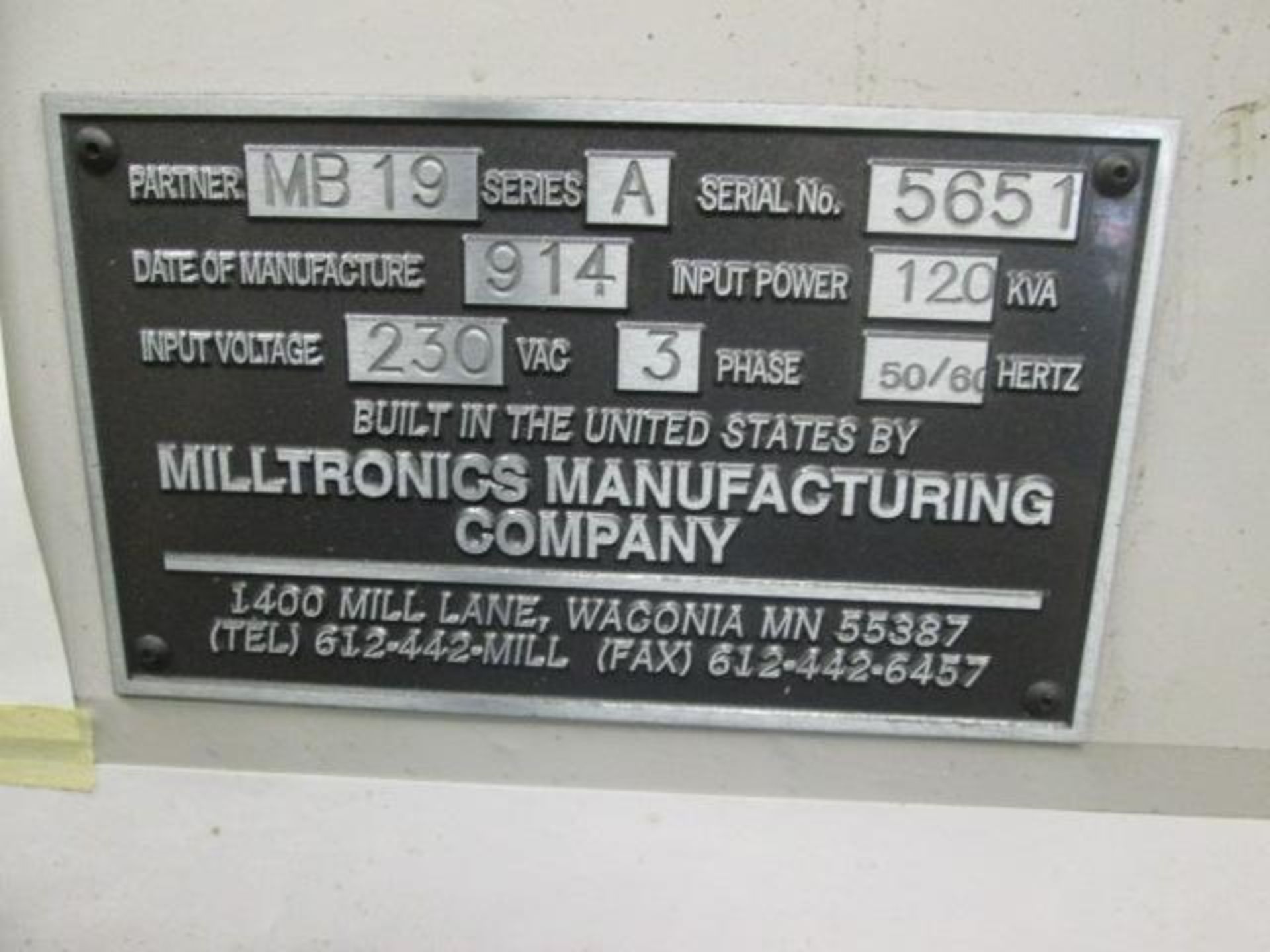 (1999) Milltronics MB-19 Cnc Vertical Mill - Image 7 of 8