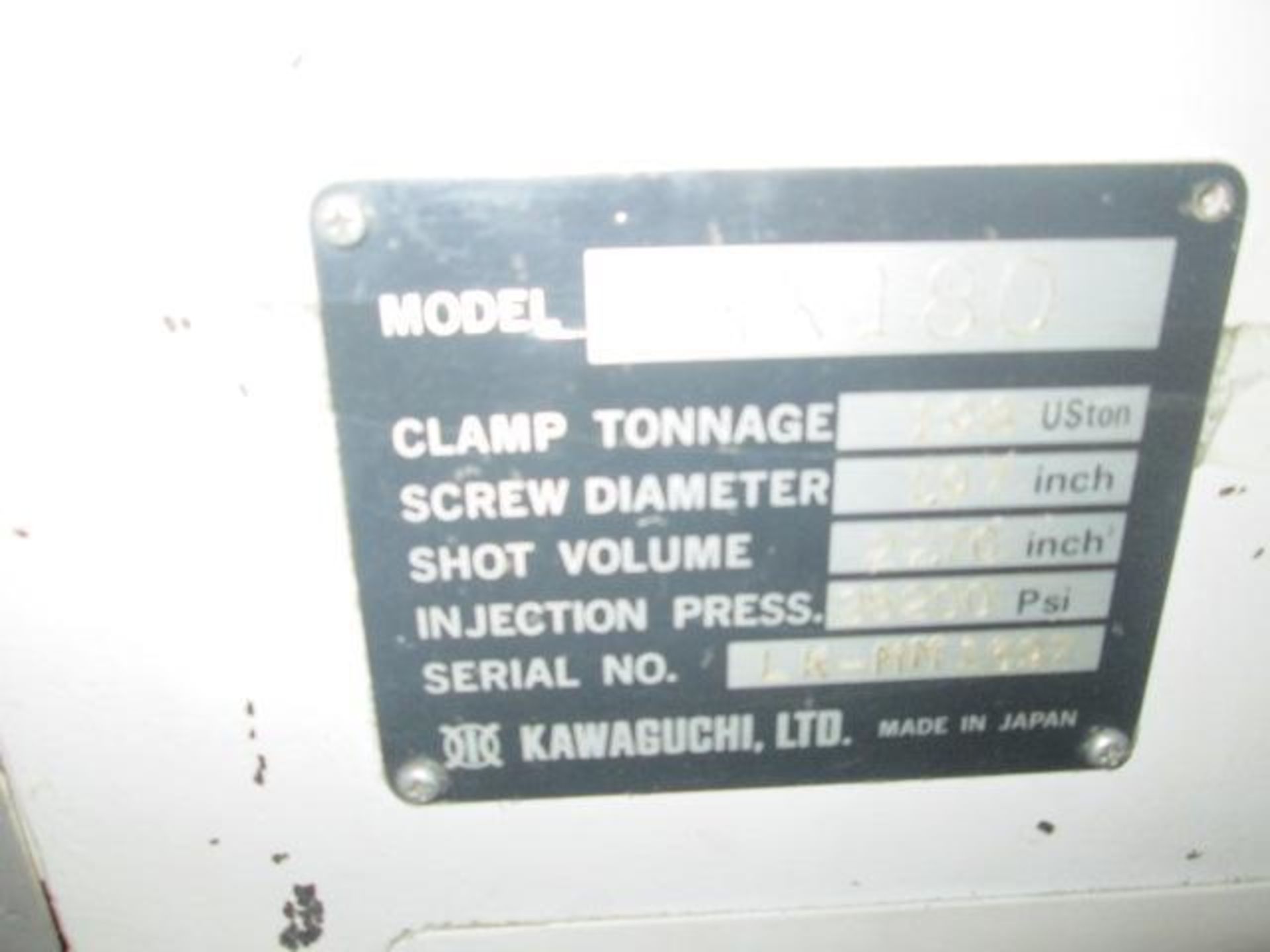 198 Ton, 11.97 oz., Kawaguchi Injection Molding Machine - Image 10 of 11